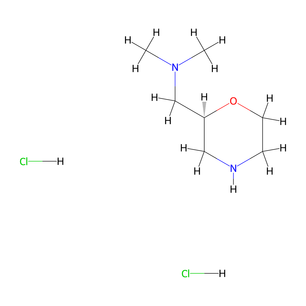 (S)-N,N-Dimethyl-1-(morpholin-2-yl)methanamine dihydrochloride molecular structure, CAS 1956435-56-5