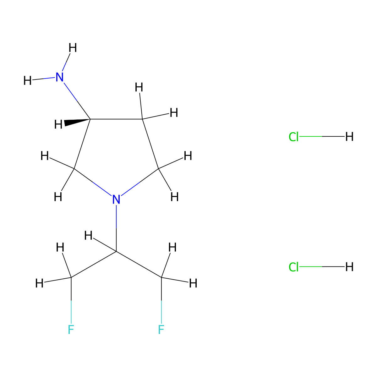 (R)-1-(1,3-Difluoropropan-2-yl)pyrrolidin-3-amine dihydrochloride molecular structure, CAS 1956435-66-7