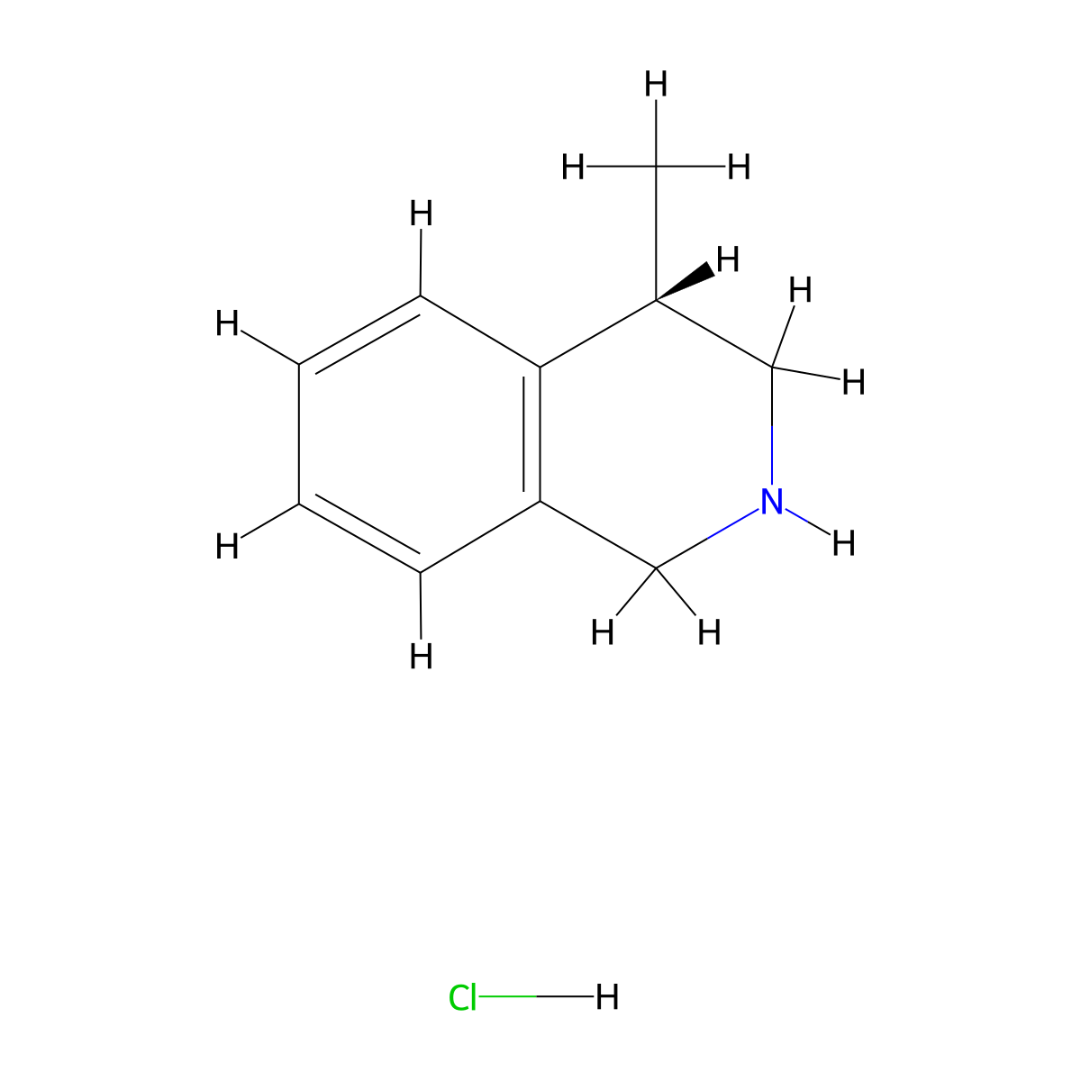 (S)-4-Methyl-1,2,3,4-tetrahydroisoquinoline hydrochloride molecular structure, CAS 1956435-75-8