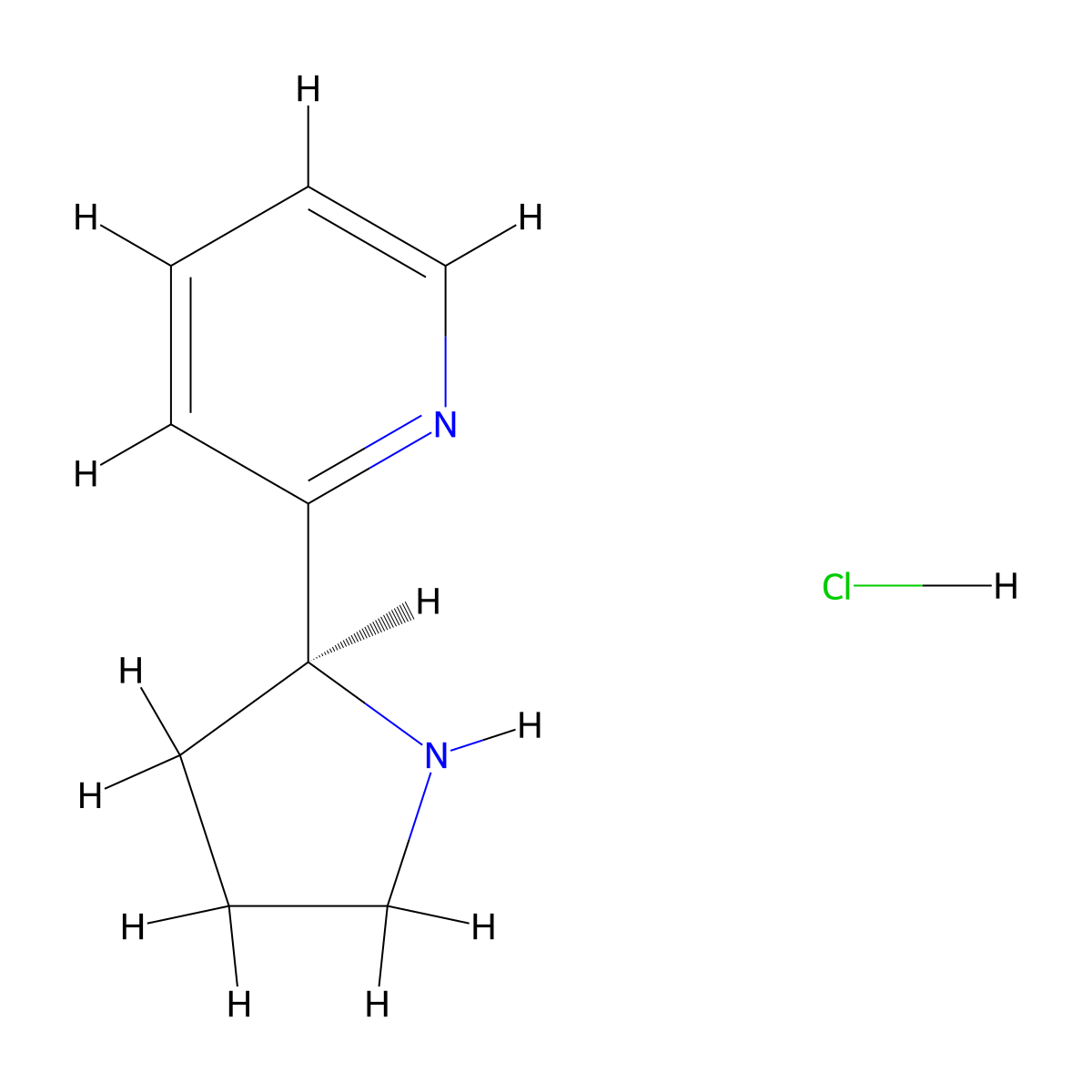(S)-2-(Pyrrolidin-2-yl)pyridine hydrochloride molecular structure, CAS 1956435-86-1