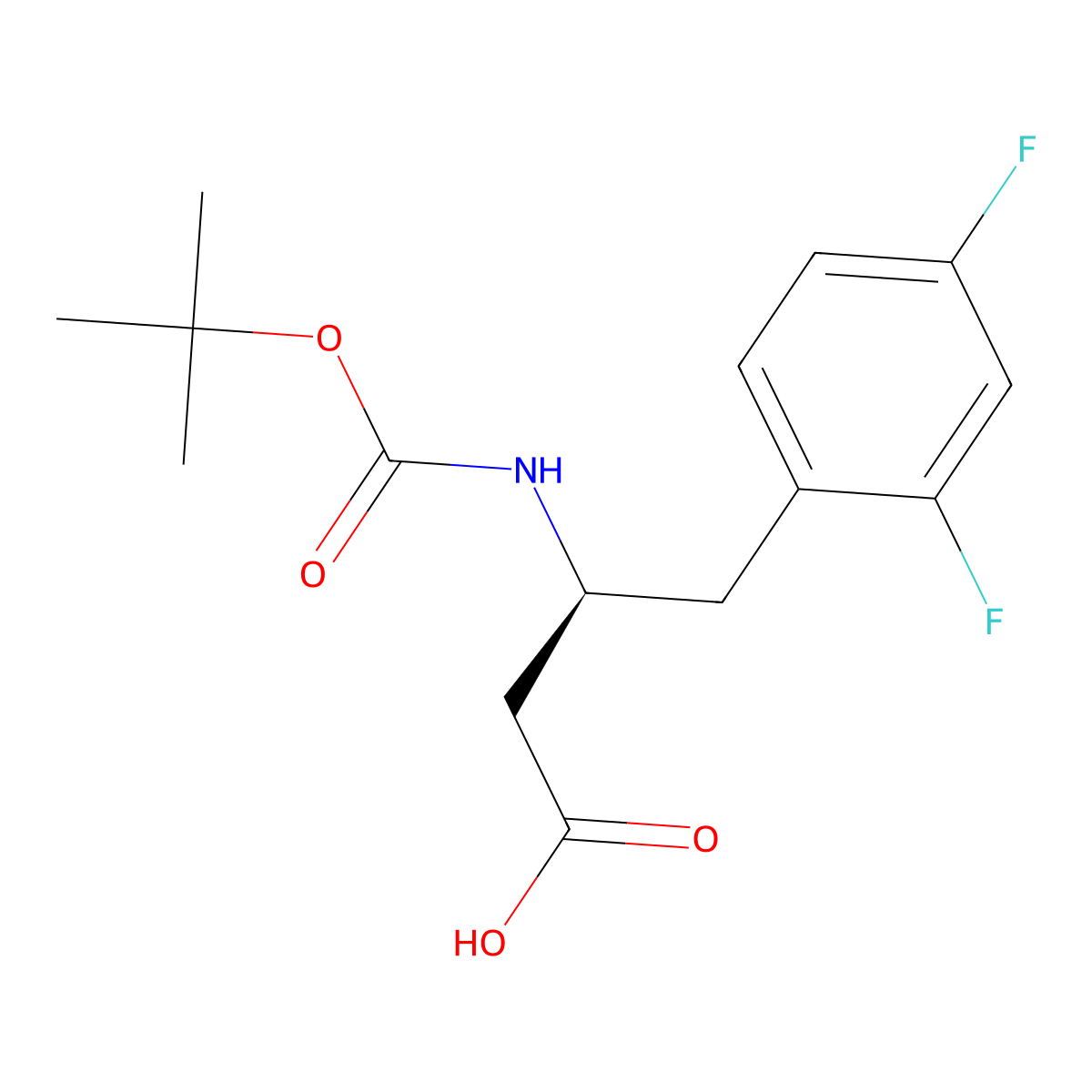 (S)-3-((tert-Butoxycarbonyl)amino)-4-(2,4-difluorophenyl)butanoic acid molecular structure, CAS 1956436-03-5