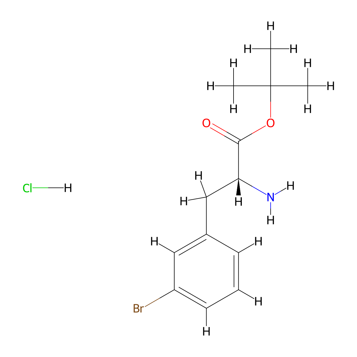 (R)-tert-Butyl 2-amino-3-(3-bromophenyl)propanoate hydrochloride molecular structure, CAS 1956436-14-8