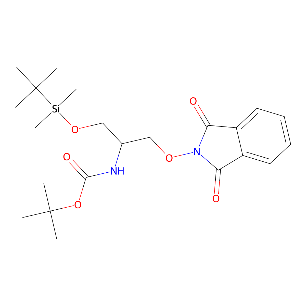 (S)-tert-Butyl (1-((tert-butyldimethylsilyl)oxy)-3-((1,3-dioxoisoindolin-2-yl)oxy)propan-2-yl)carbamate molecular structure, CAS 1956436-22-8