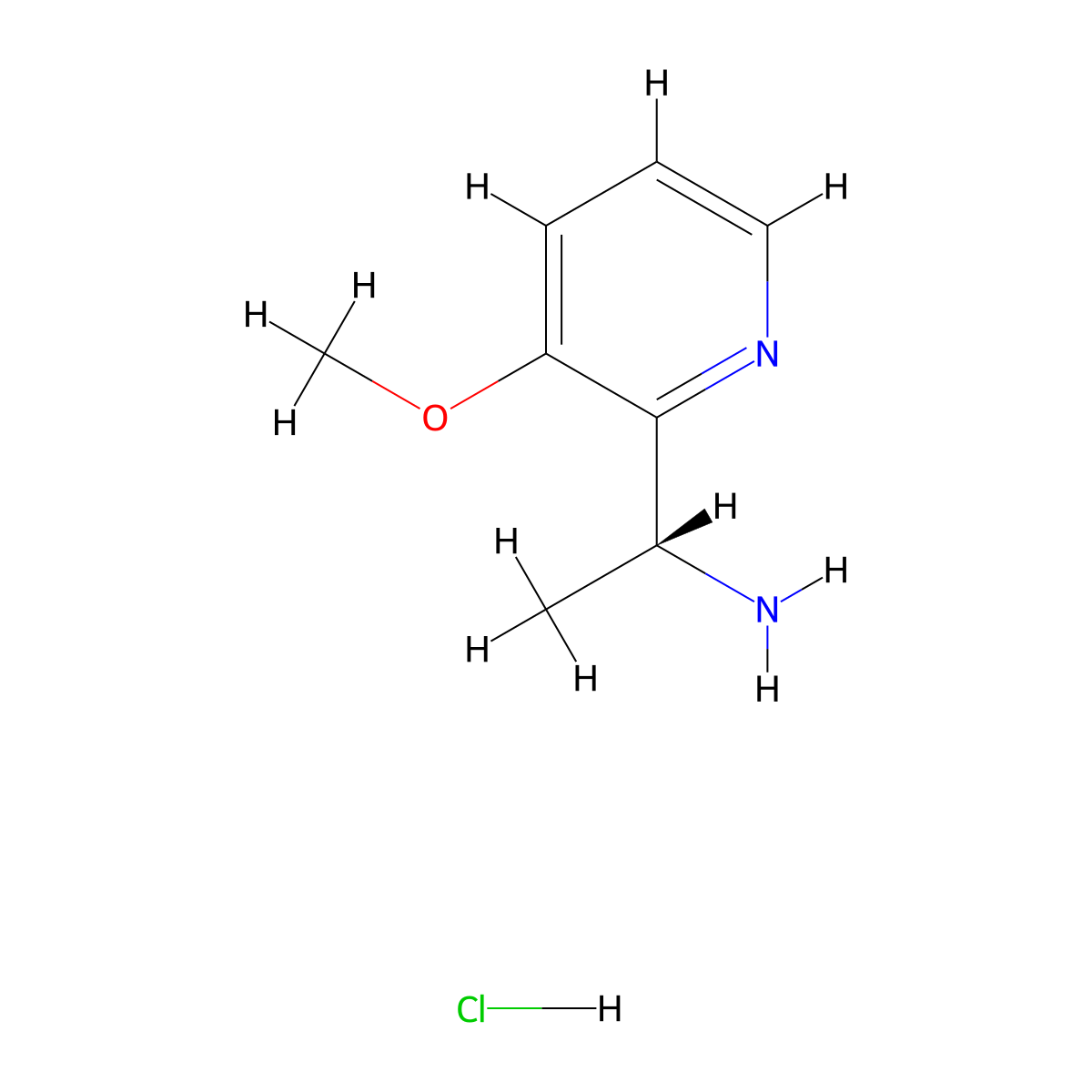 (R)-1-(3-Methoxypyridin-2-yl)ethanamine hydrochloride molecular structure, CAS 1956436-28-4