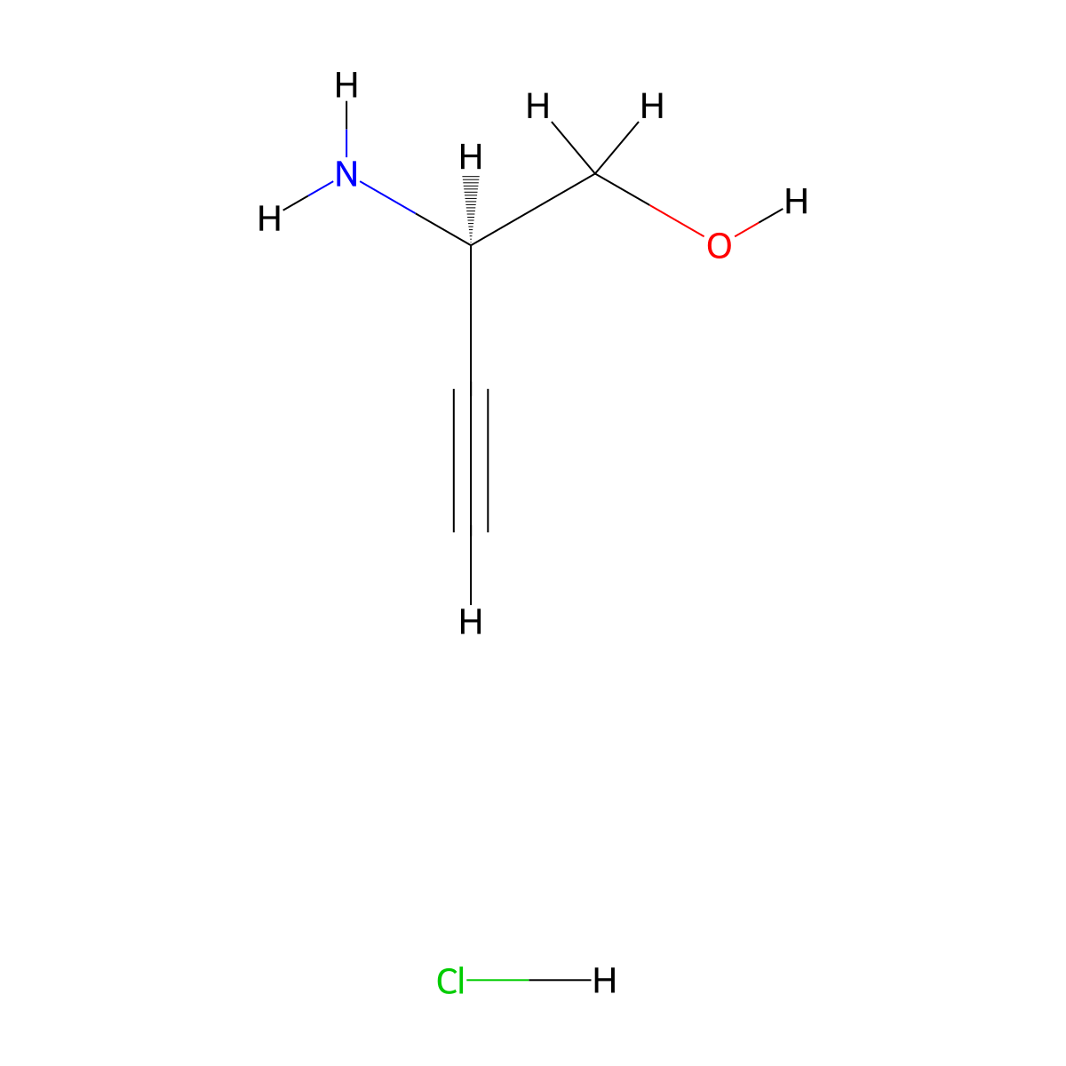 (R)-2-Aminobut-3-yn-1-ol hydrochloride molecular structure, CAS 1956436-39-7