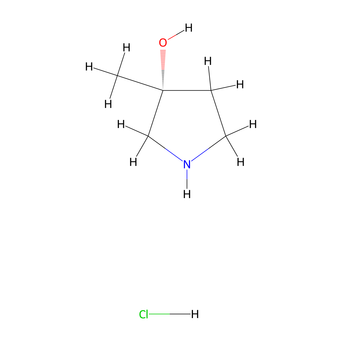 (R)-3-Methylpyrrolidin-3-ol hydrochloride molecular structure, CAS 1956436-45-5