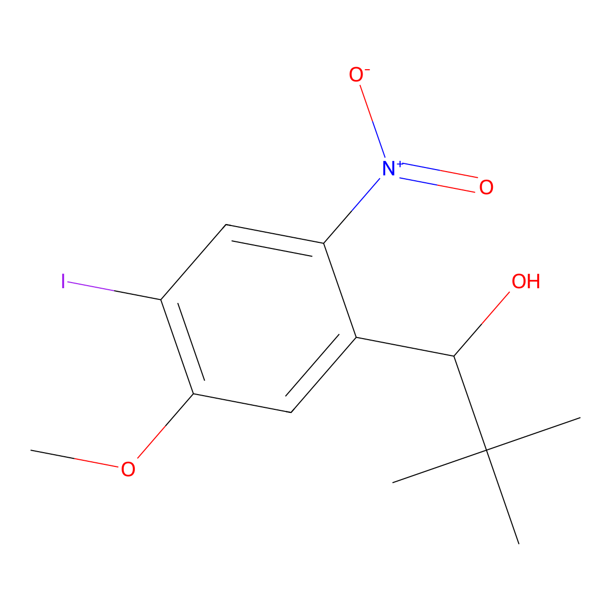 (R)-1-(4-Iodo-5-methoxy-2-nitrophenyl)-2,2-dimethylpropan-1-ol molecular structure, CAS 1956436-50-2