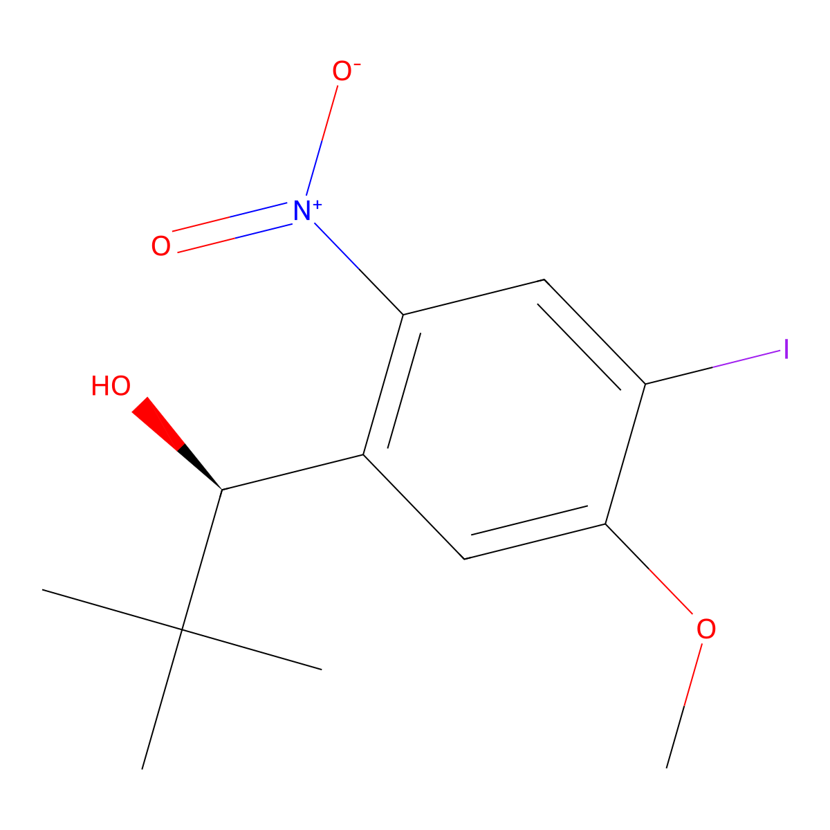 (R)-1-(4-Iodo-5-methoxy-2-nitrophenyl)-2,2-dimethylpropan-1-ol molecular structure, CAS 1956436-50-2