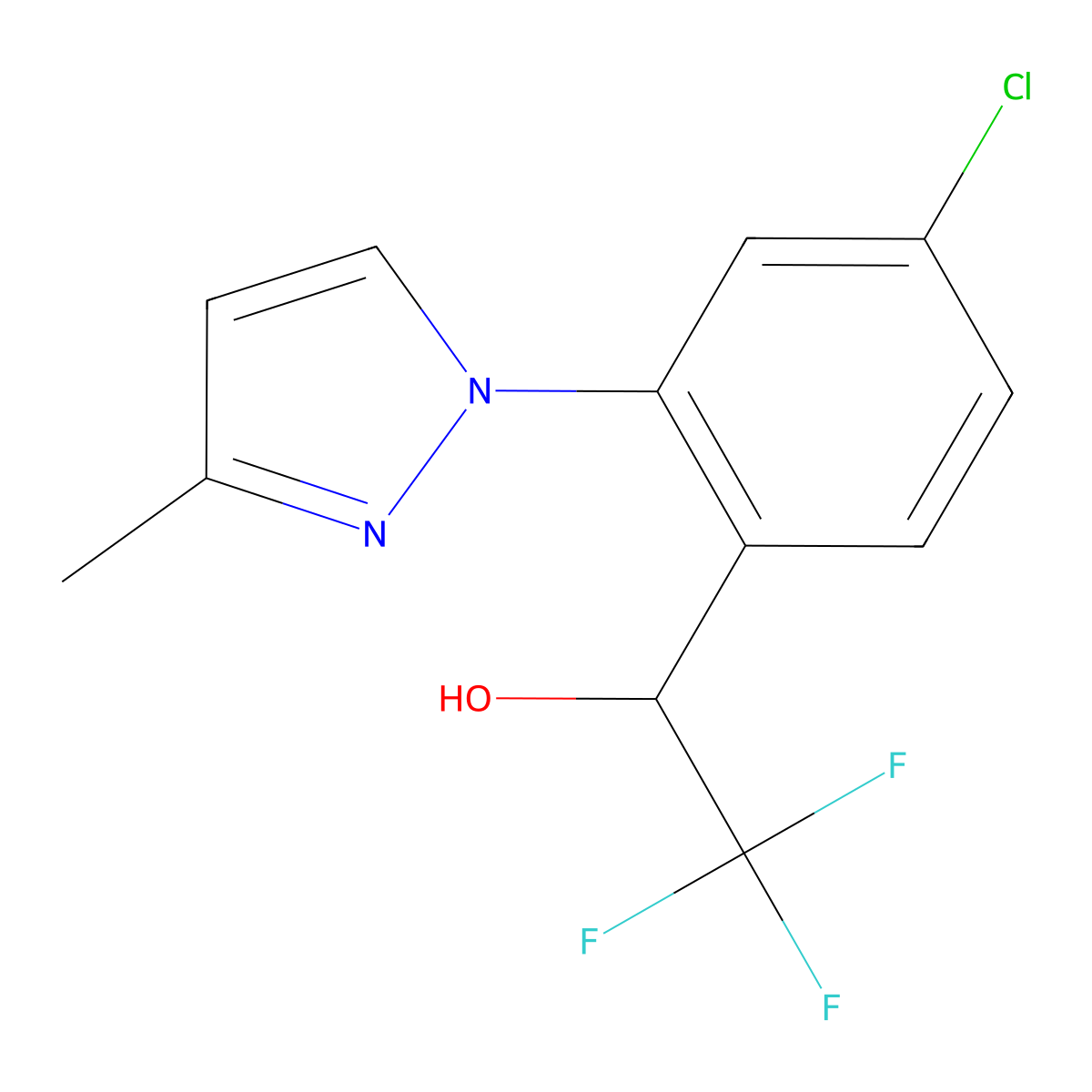 (S)-1-(4-Chloro-2-(3-methyl-1H-pyrazol-1-yl)phenyl)-2,2,2-trifluoroethanol molecular structure, CAS 1956436-51-3