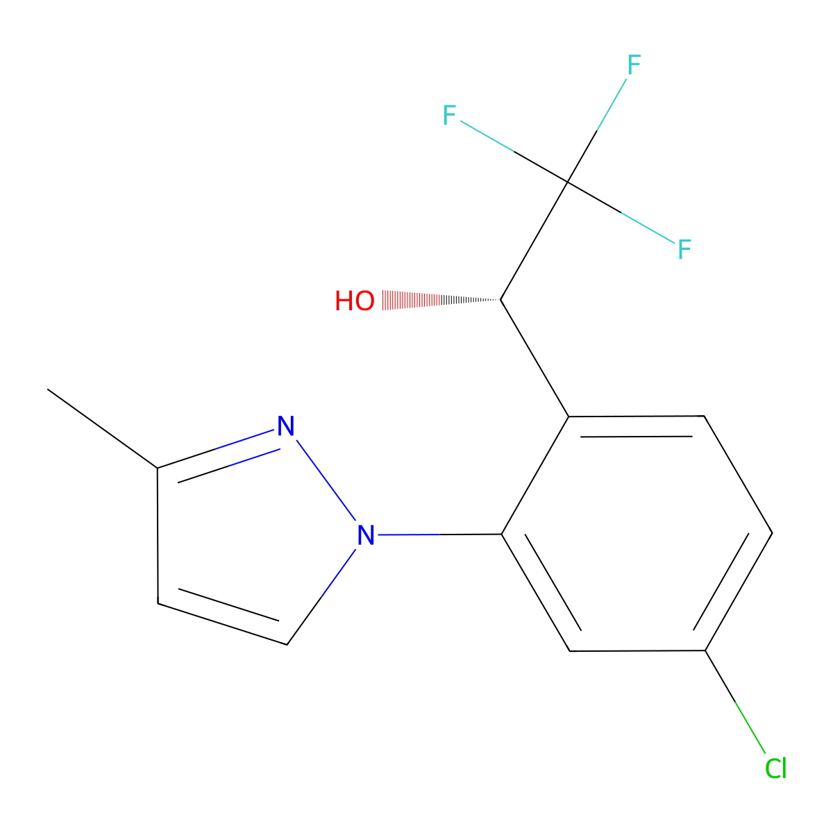 (S)-1-(4-Chloro-2-(3-methyl-1H-pyrazol-1-yl)phenyl)-2,2,2-trifluoroethanol molecular structure, CAS 1956436-51-3