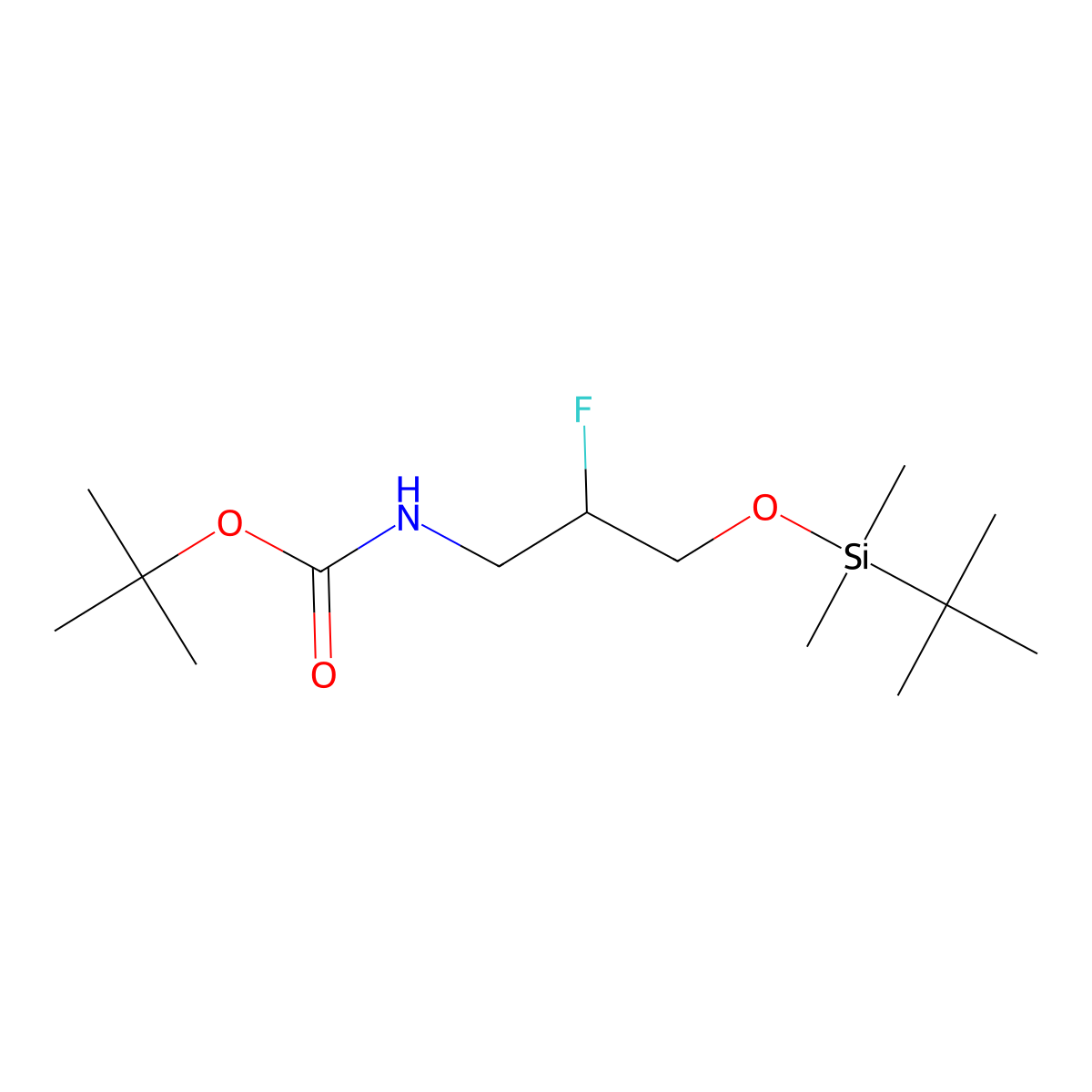 (S)-tert-Butyl (3-((tert-butyldimethylsilyl)oxy)-2-fluoropropyl)carbamate molecular structure, CAS 1956436-62-6