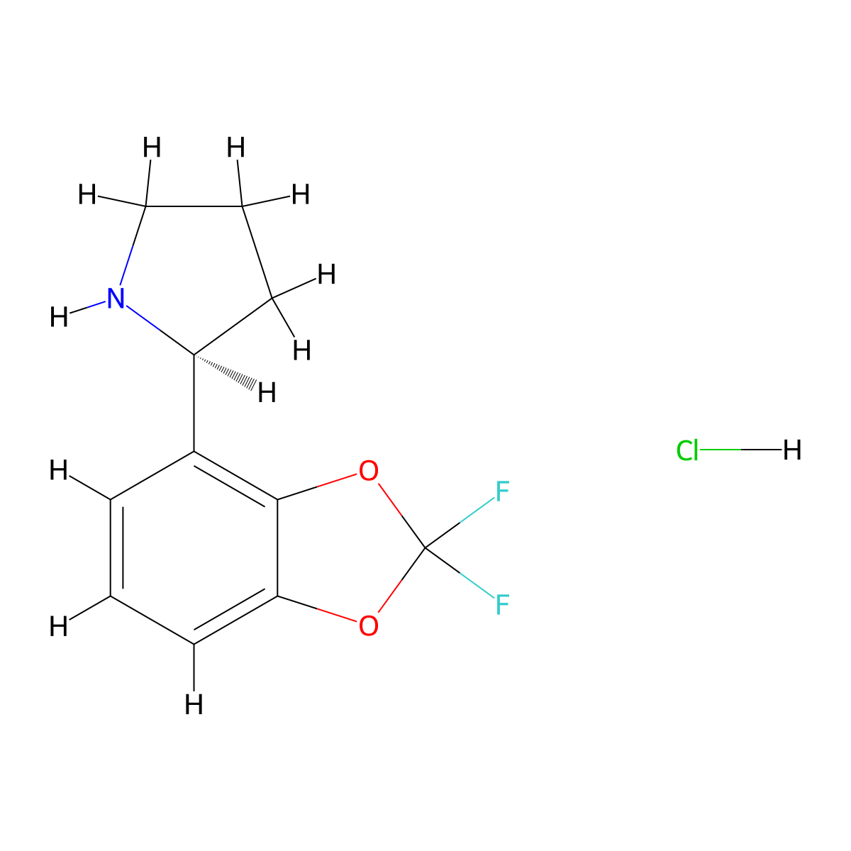 (S)-2-(2,2-Difluorobenzo[d][1,3]dioxol-4-yl)pyrrolidine hydrochloride molecular structure, CAS 1956437-18-5
