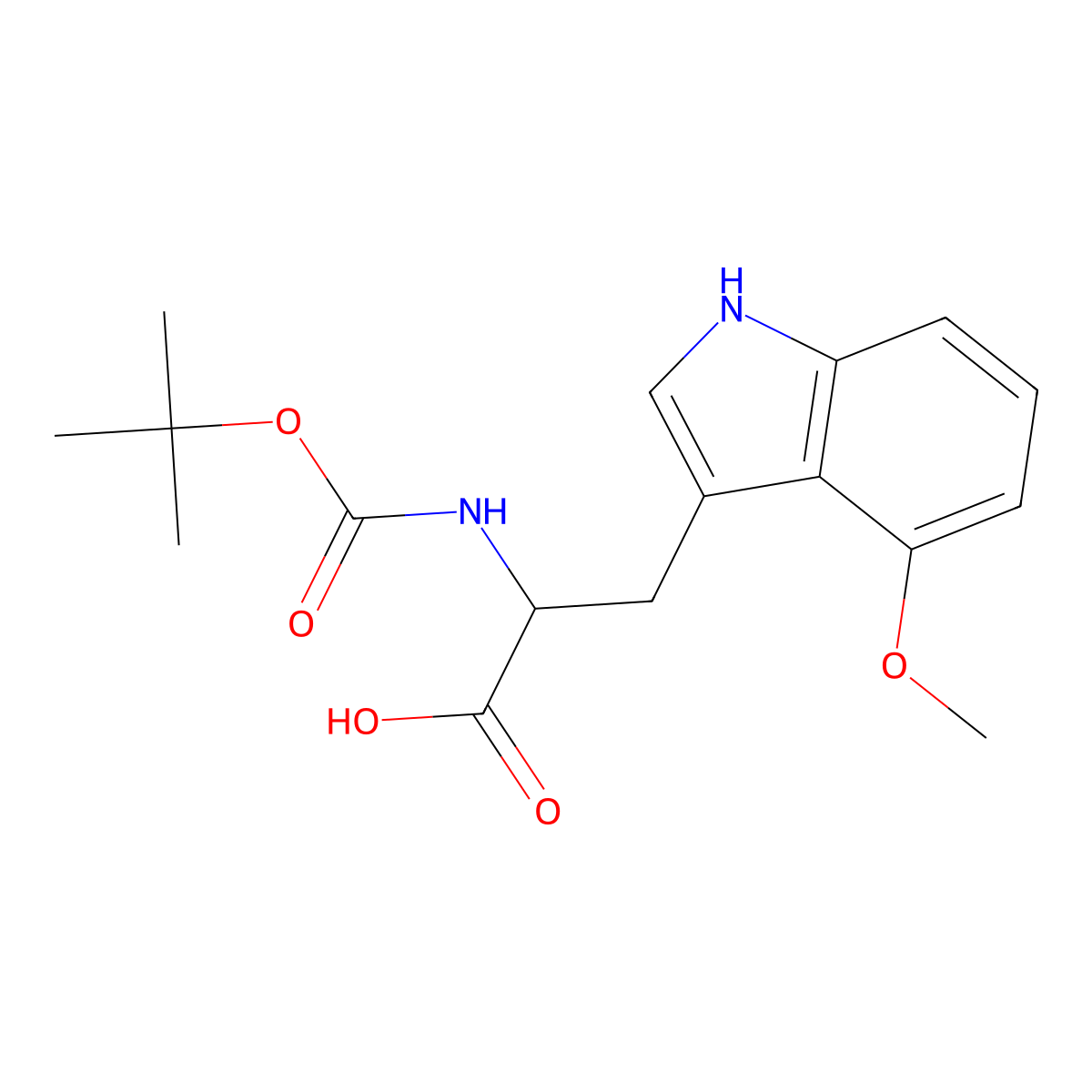 (S)-2-((tert-Butoxycarbonyl)amino)-3-(4-methoxy-1H-indol-3-yl)propanoic acid molecular structure, CAS 1956437-39-0