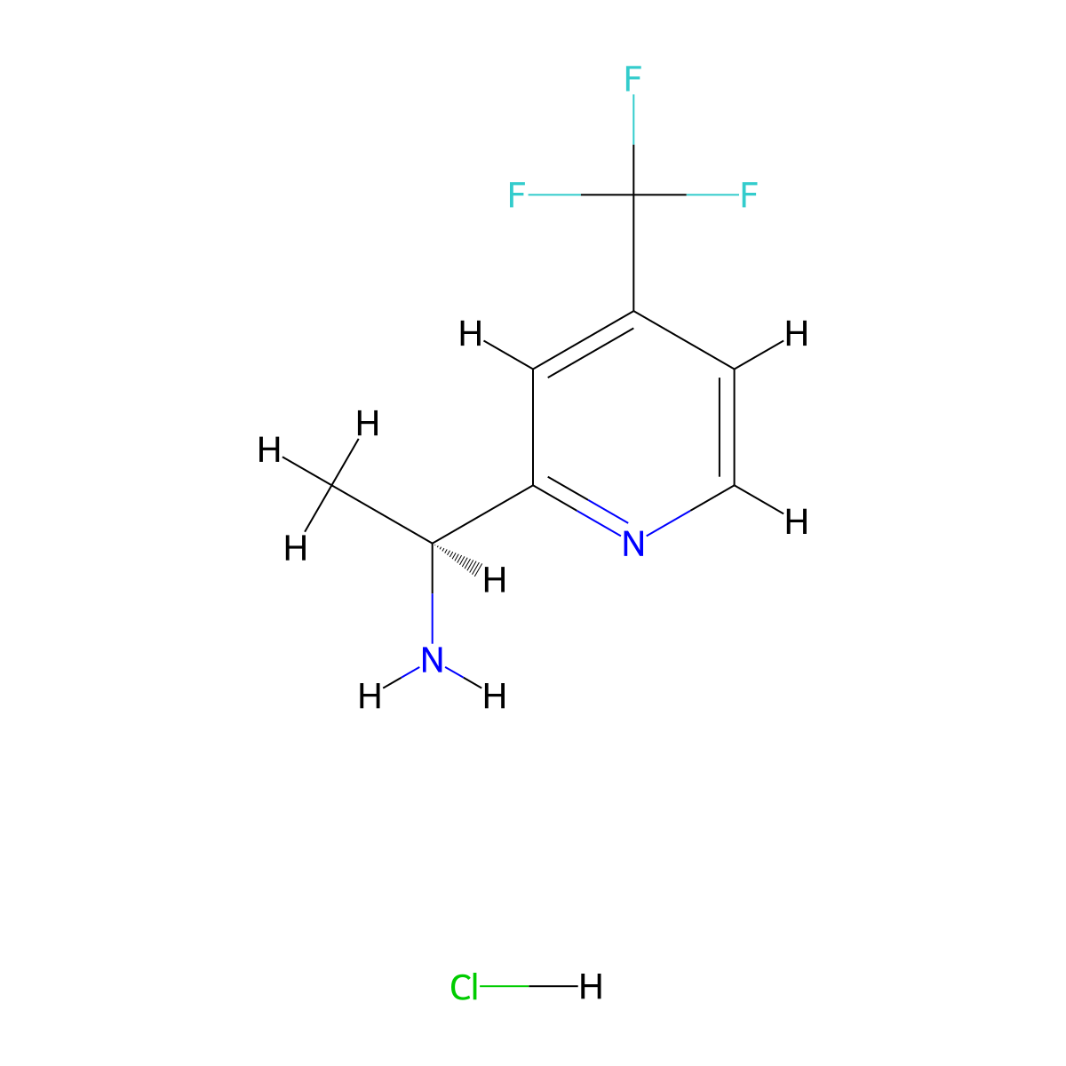(S)-1-(4-(Trifluoromethyl)pyridin-2-yl)ethanamine hydrochloride molecular structure, CAS 1956437-43-6
