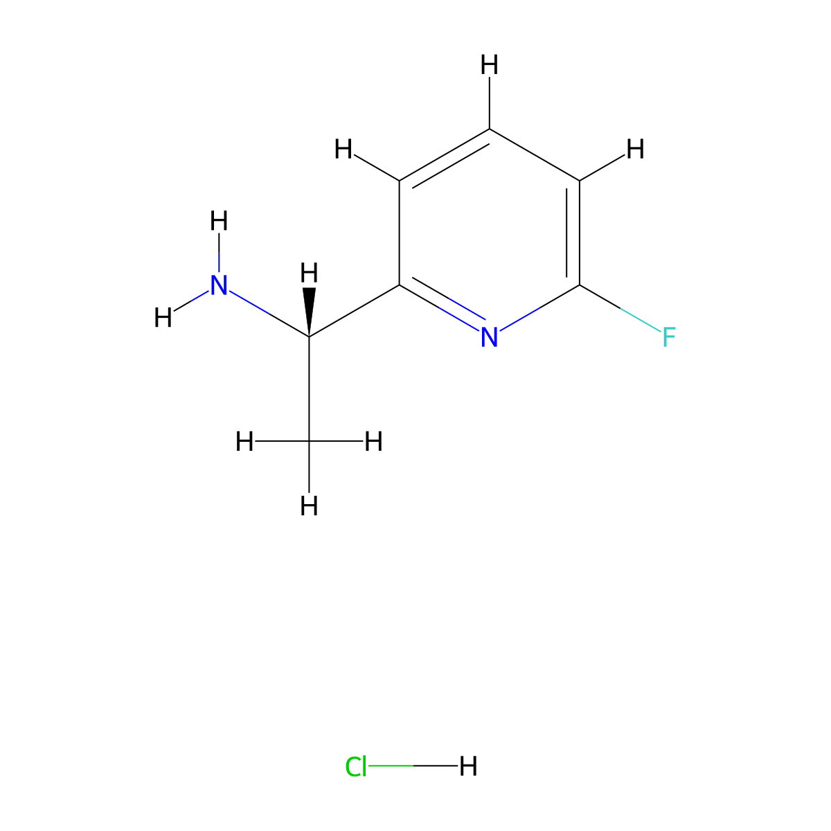 (S)-1-(6-Fluoropyridin-2-yl)ethanamine hydrochloride molecular structure, CAS 1956437-56-1