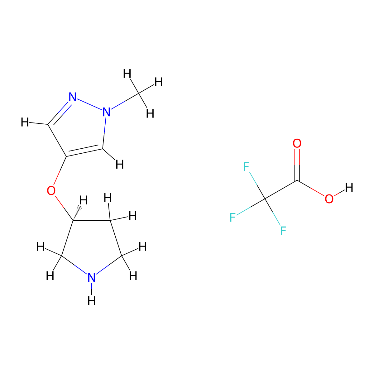 (S)-1-Methyl-4-(pyrrolidin-3-yloxy)-1H-pyrazole 2,2,2-trifluoroacetate molecular structure, CAS 1956437-61-8