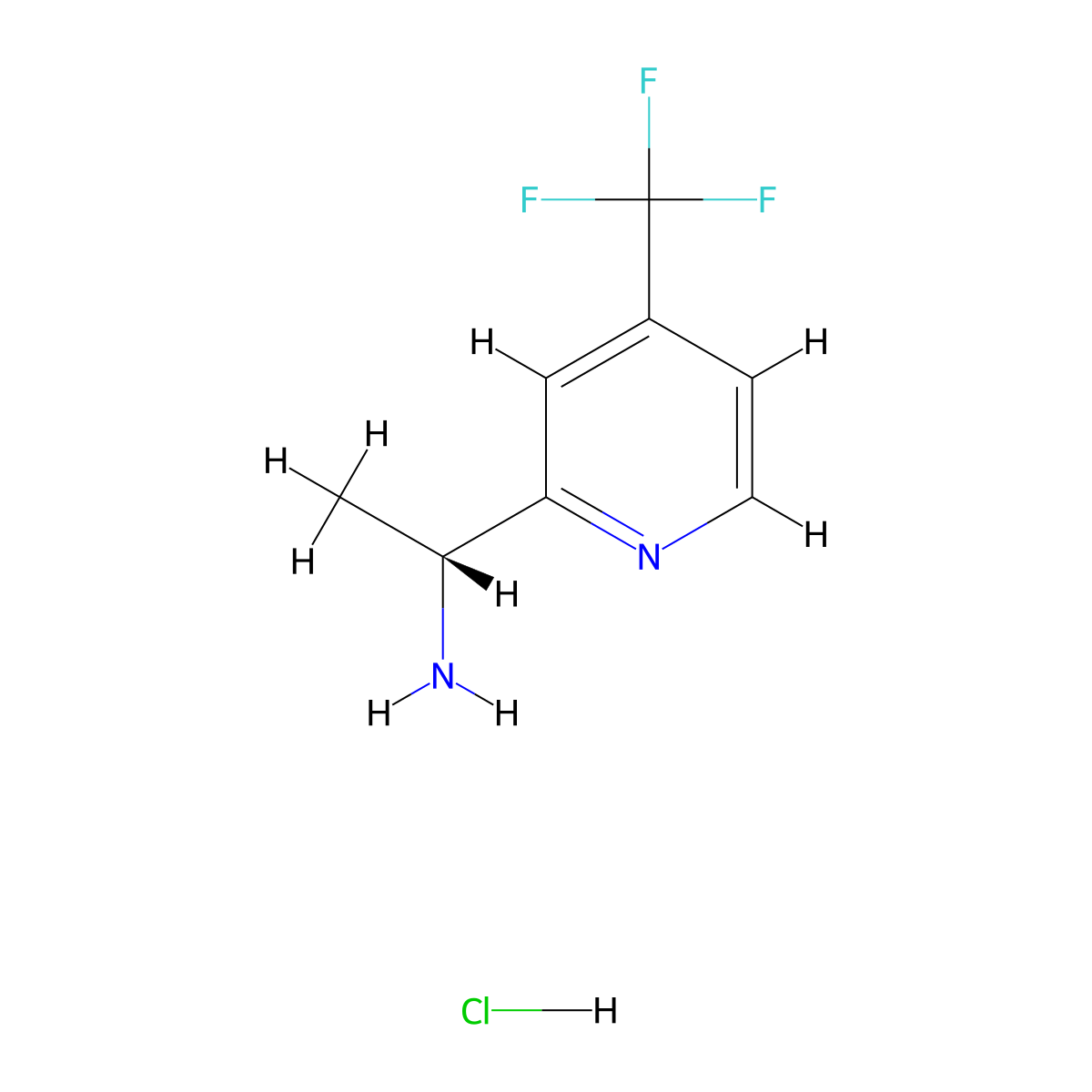 (R)-1-(4-(Trifluoromethyl)pyridin-2-yl)ethanamine hydrochloride molecular structure, CAS 1956437-68-5