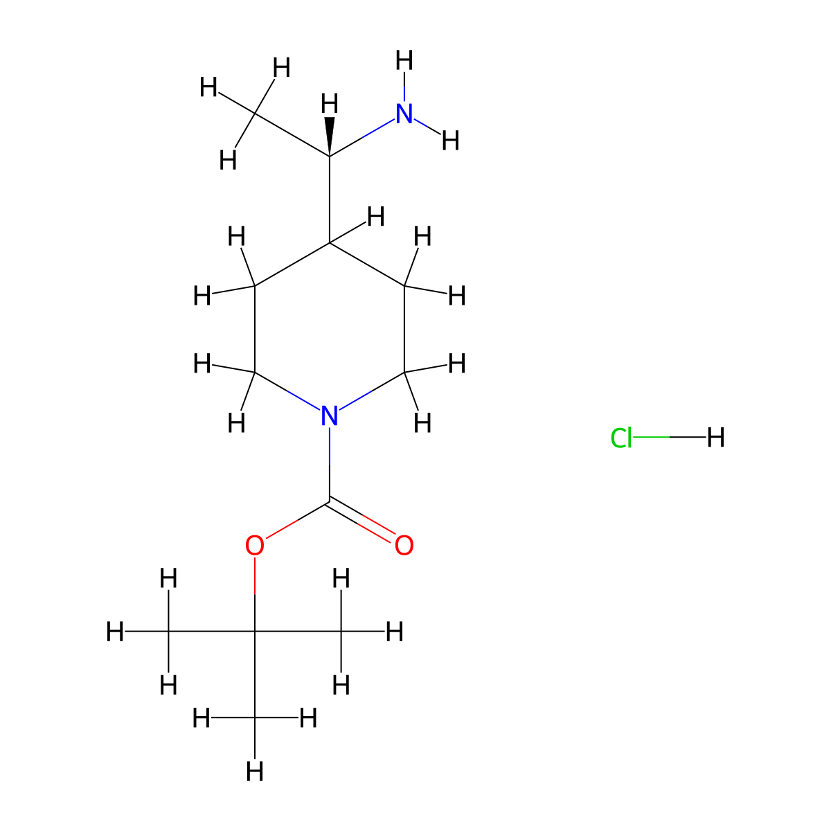 (S)-tert-Butyl 4-(1-aminoethyl)piperidine-1-carboxylate hydrochloride molecular structure, CAS 1956437-75-4
