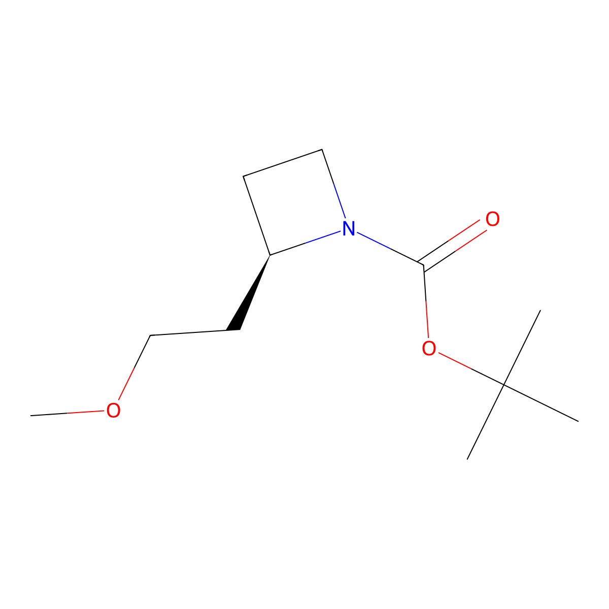 (R)-tert-Butyl 2-(2-methoxyethyl)azetidine-1-carboxylate molecular structure, CAS 1956437-91-4
