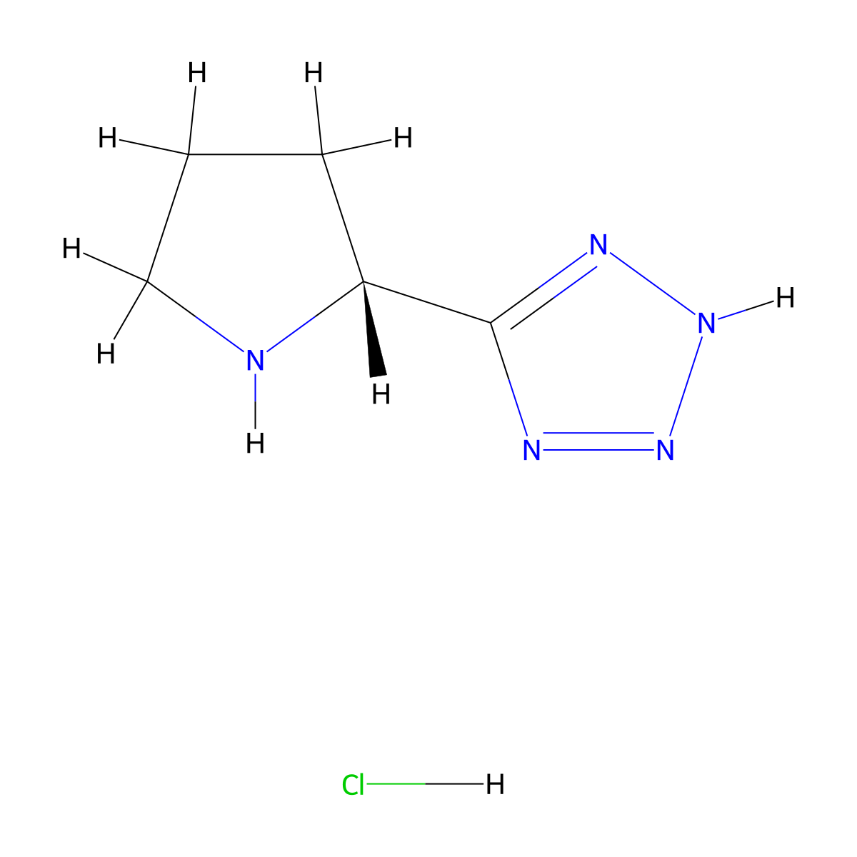5-((2R)-Pyrrolidin-2-yl)-2H-1,2,3,4-tetrazole hydrochloride molecular structure, CAS 1956437-95-8
