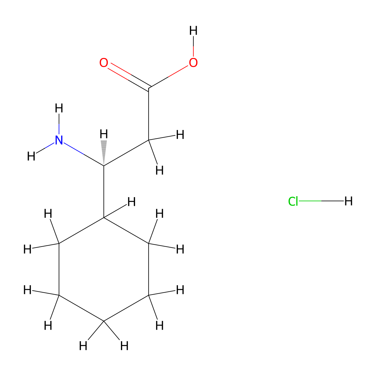 (3S)-3-amino-3-cyclohexylpropanoic acid hydrochloride molecular structure, CAS 1956437-96-9