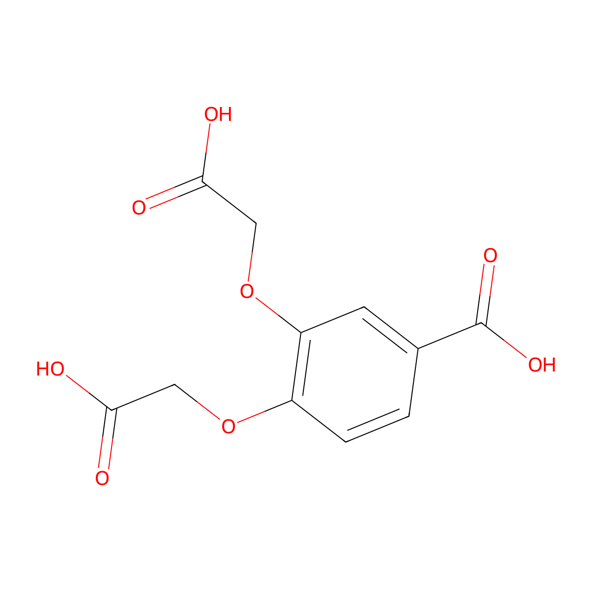2,2'-((4-Carboxy-1,2-phenylene)bis(oxy))diacetic acid molecular structure, CAS 19565-57-2