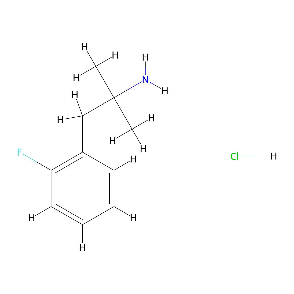 1-(2-Fluorophenyl)-2-methylpropan-2-amine hydrochloride molecular structure, CAS 1957-24-0