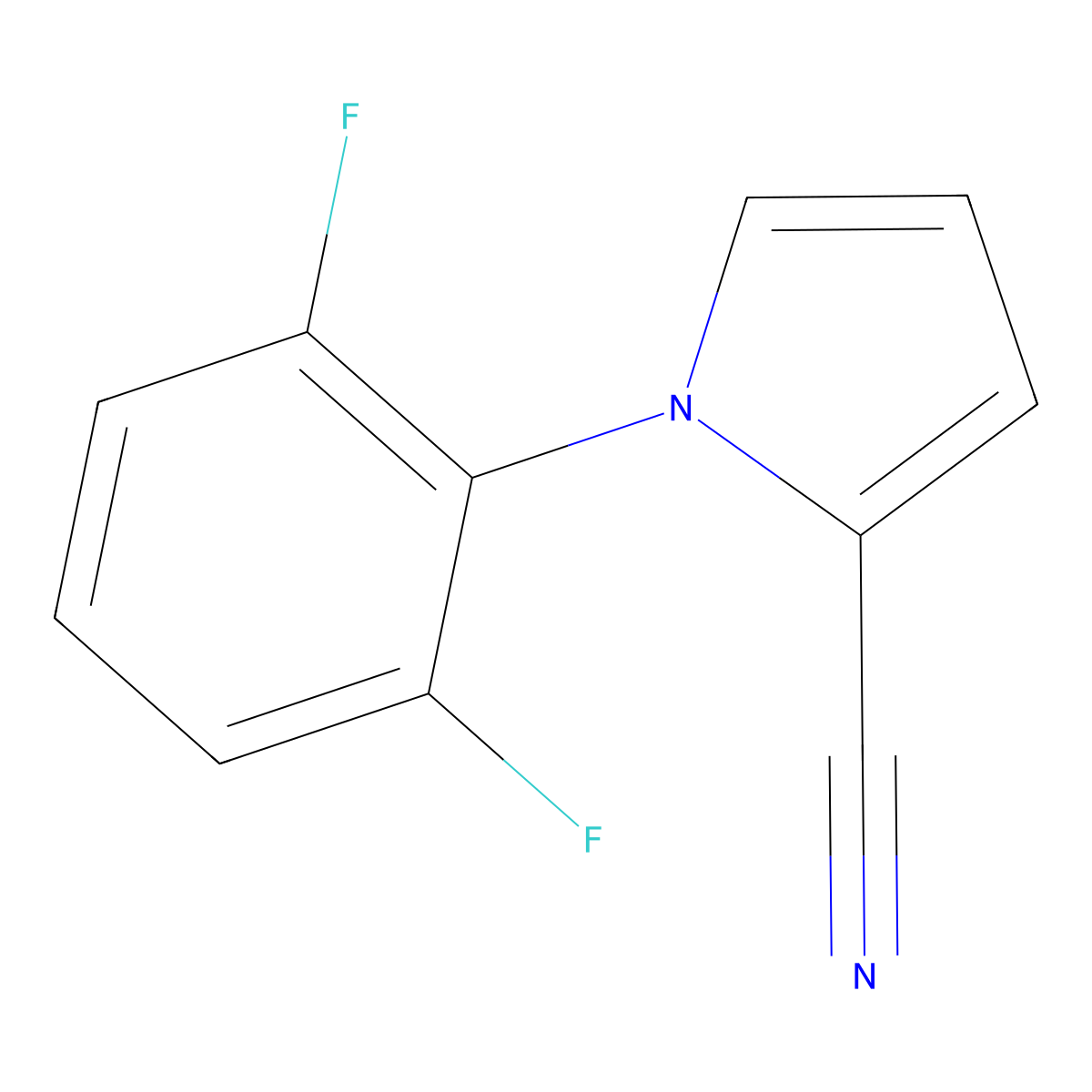 1-(2,6-difluorophenyl)-1H-pyrrole-2-carbonitrile molecular structure, CAS 195711-28-5