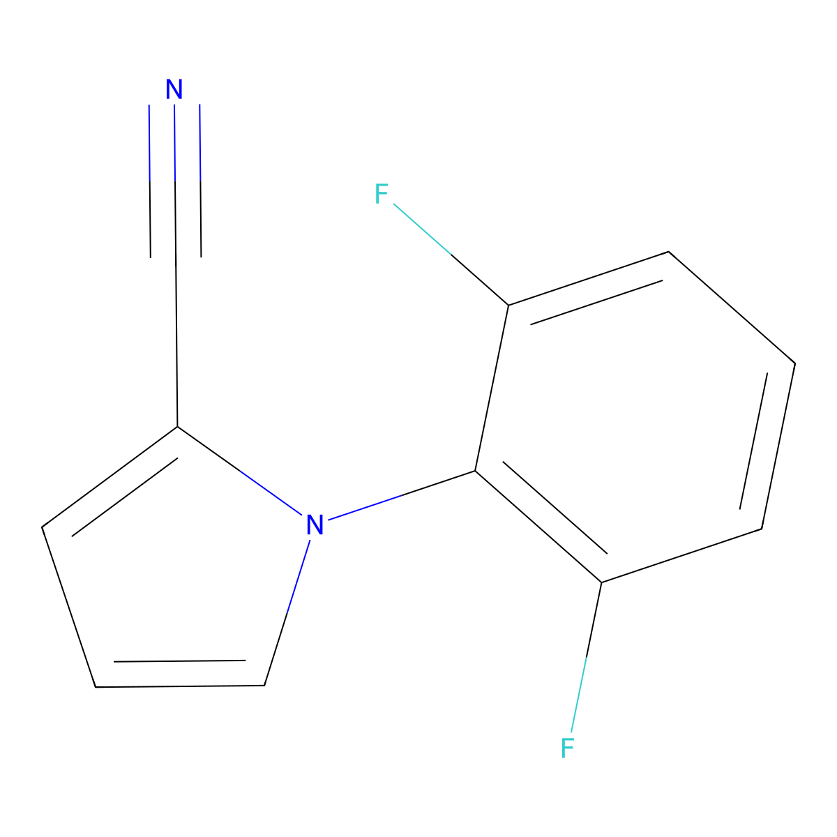 1-(2,6-difluorophenyl)-1H-pyrrole-2-carbonitrile molecular structure, CAS 195711-28-5