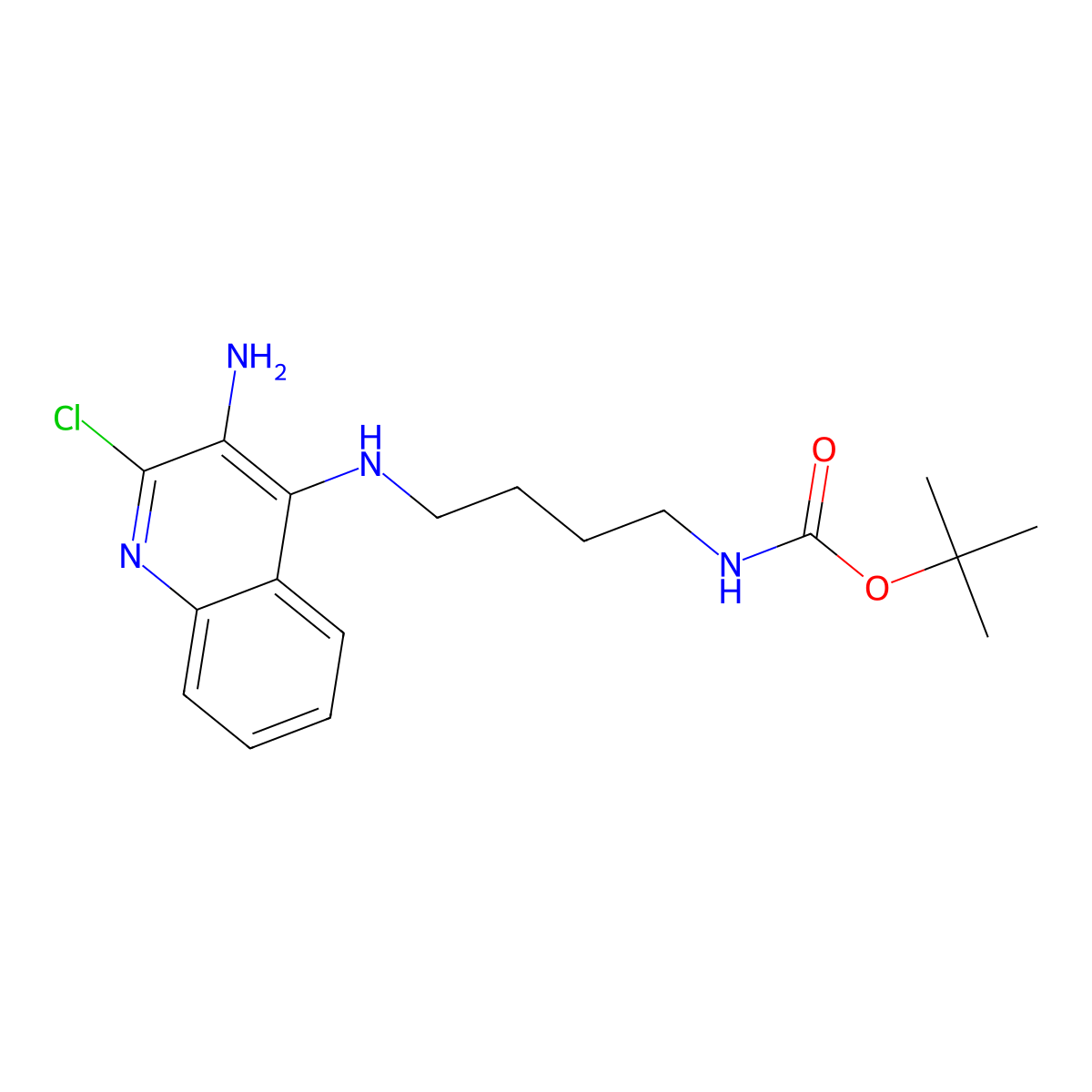 tert-Butyl (4-((3-amino-2-chloroquinolin-4-yl)amino)butyl)carbamate molecular structure, CAS 195711-95-6