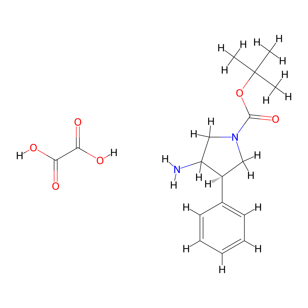 (4R)-tert-Butyl 3-amino-4-phenylpyrrolidine-1-carboxylate oxalate molecular structure, CAS 1957130-59-4