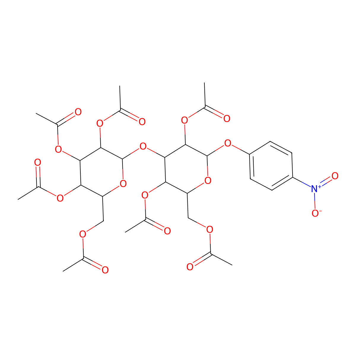 [(2R,3R,4S,5R,6S)-3,4,5-Triacetyloxy-6-[(2R,3R,4S,5R,6S)-3,5-diacetyloxy-2-(acetyloxymethyl)-6-(4-nitrophenoxy)oxan-4-yl]oxyoxan-2-yl]methyl acetate molecular structure, CAS 195715-98-1