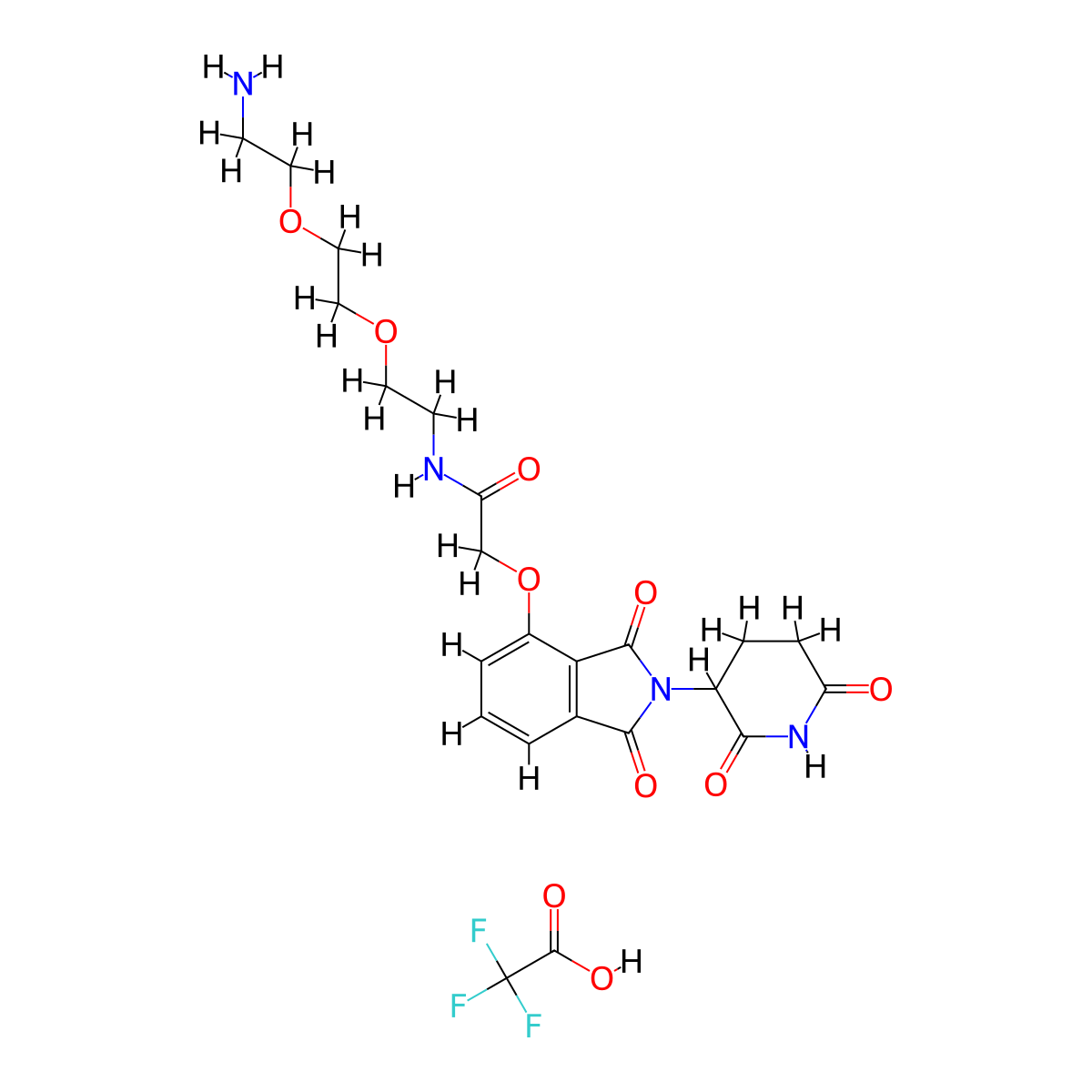 Thalidomide-O-amido-PEG2-C2-NH2 (TFA) molecular structure, CAS 1957235-75-4