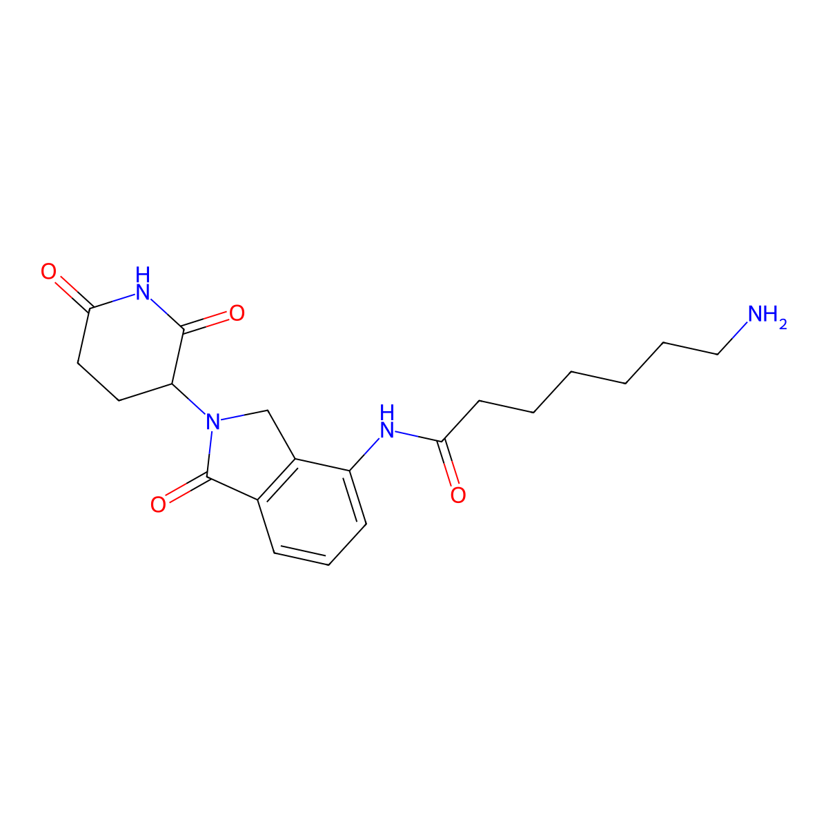 7-Amino-N-(2-(2,6-dioxopiperidin-3-yl)-1-oxoisoindolin-4-yl)heptanamide molecular structure, CAS 1957236-14-4