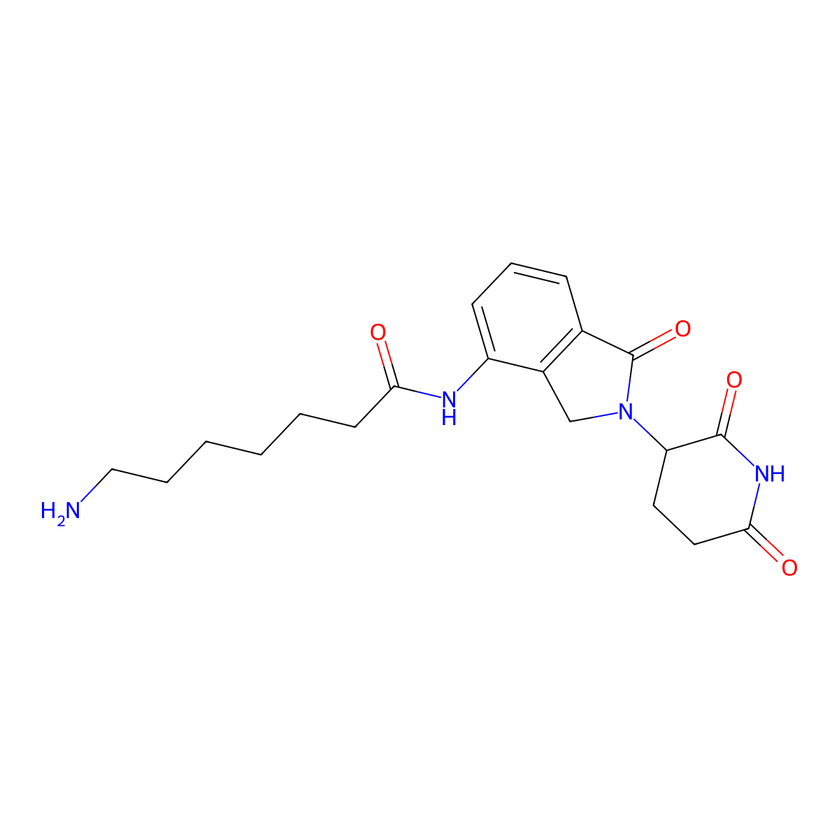 7-Amino-N-(2-(2,6-dioxopiperidin-3-yl)-1-oxoisoindolin-4-yl)heptanamide molecular structure, CAS 1957236-14-4