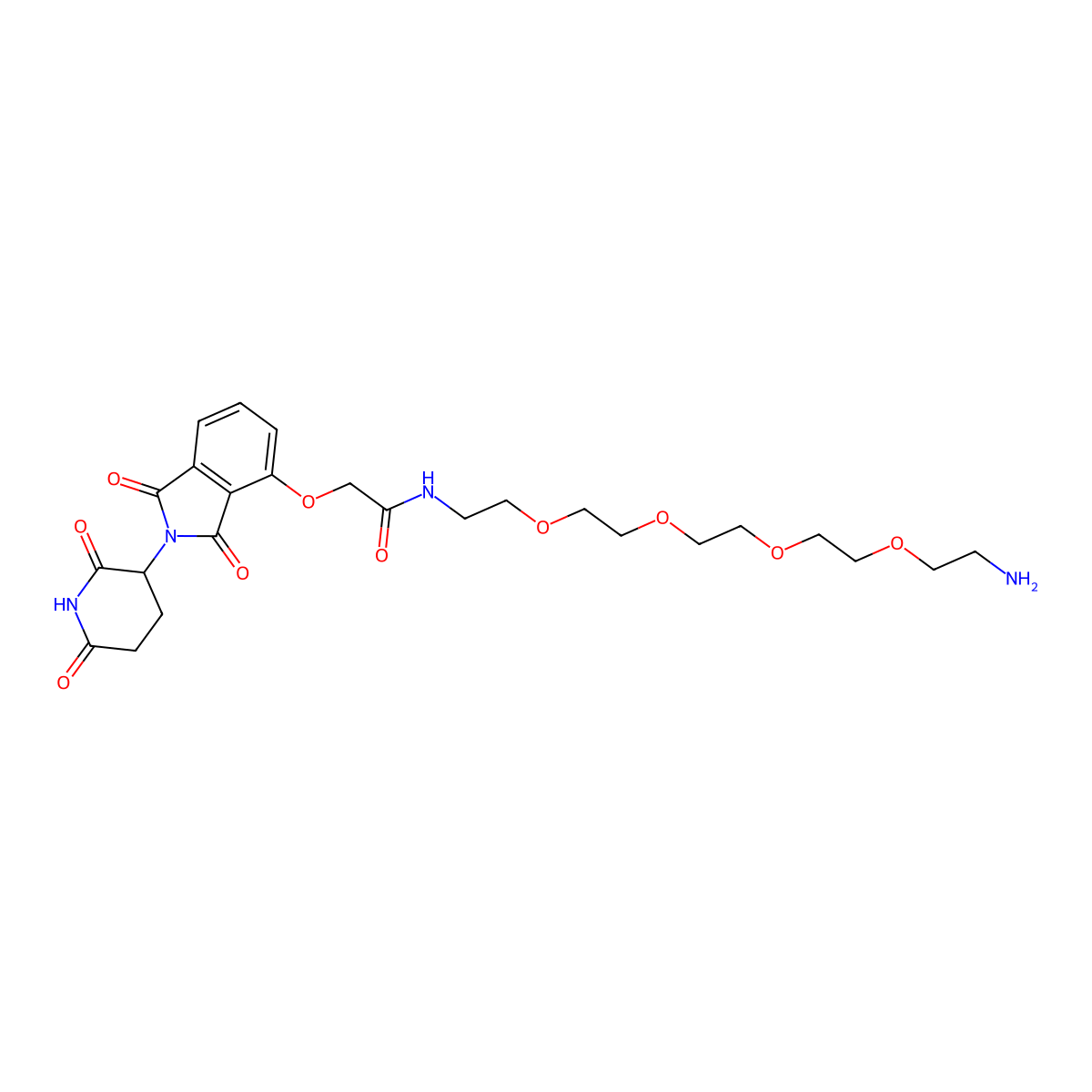 Thalidomide-O-amido-PEG4-C2-NH2 molecular structure, CAS 1957236-22-4