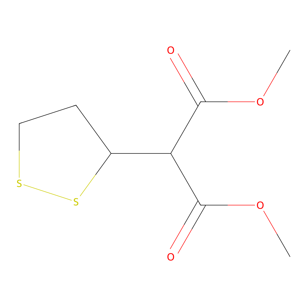 Dimethyl 2-(1,2-dithiolan-3-yl)malonate molecular structure, CAS 195724-22-2