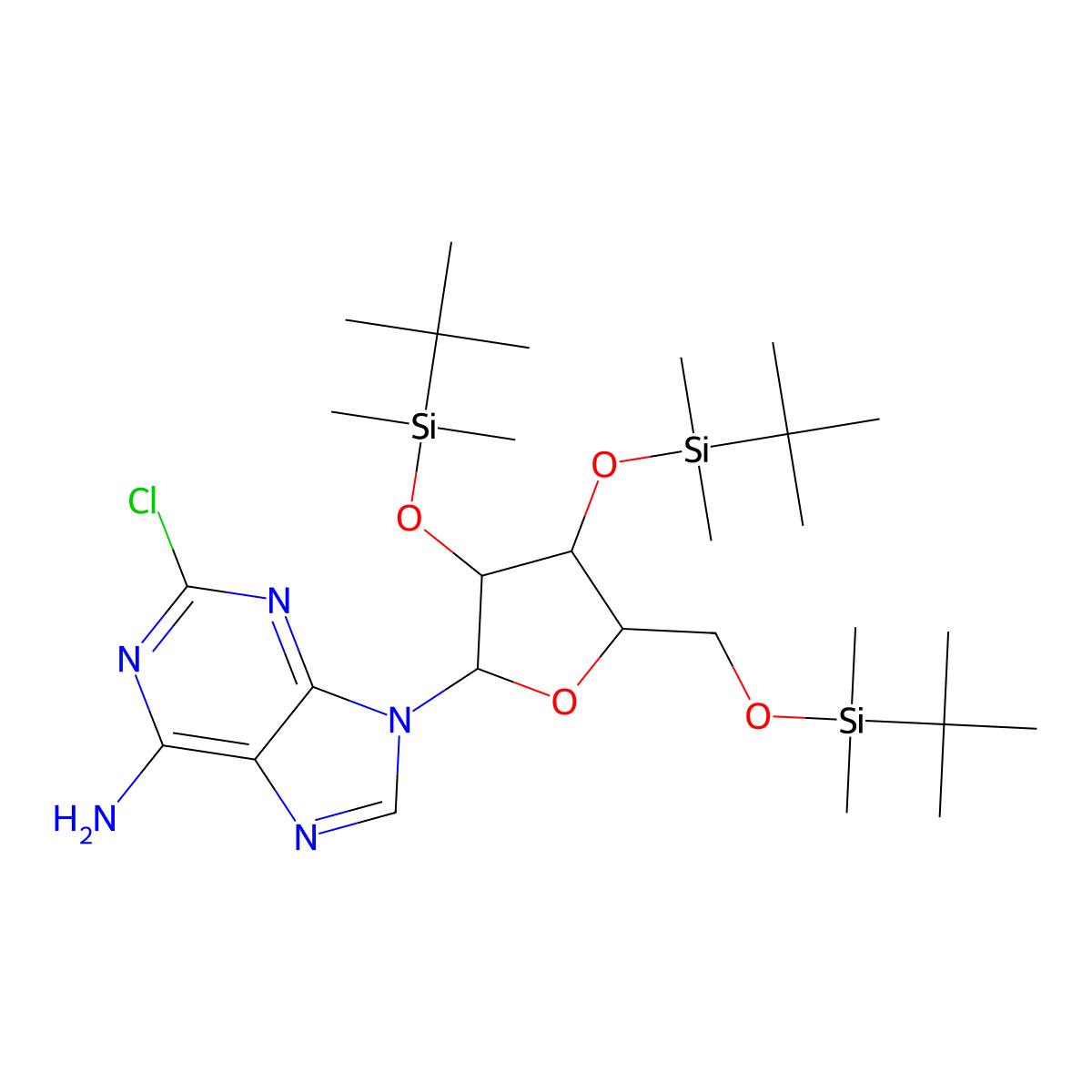 2-Chloro-2',3',5'-tris-O-[(1,1-dimethylethyl)dimethylsilyl]-adenosine molecular structure, CAS 195727-26-5
