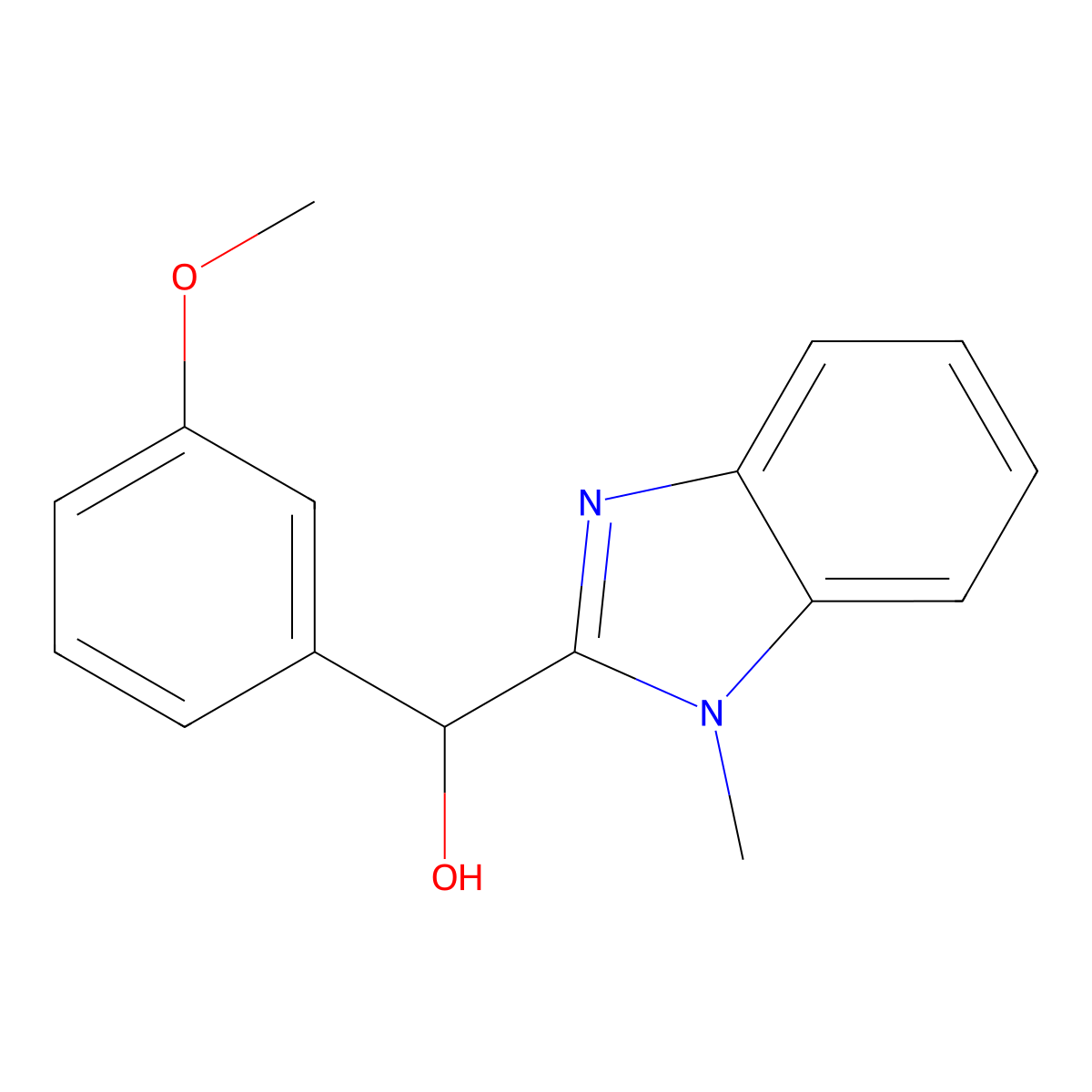 (3-methoxyphenyl)(1-methyl-1H-benzimidazol-2-yl)methanol molecular structure, CAS 195730-73-5