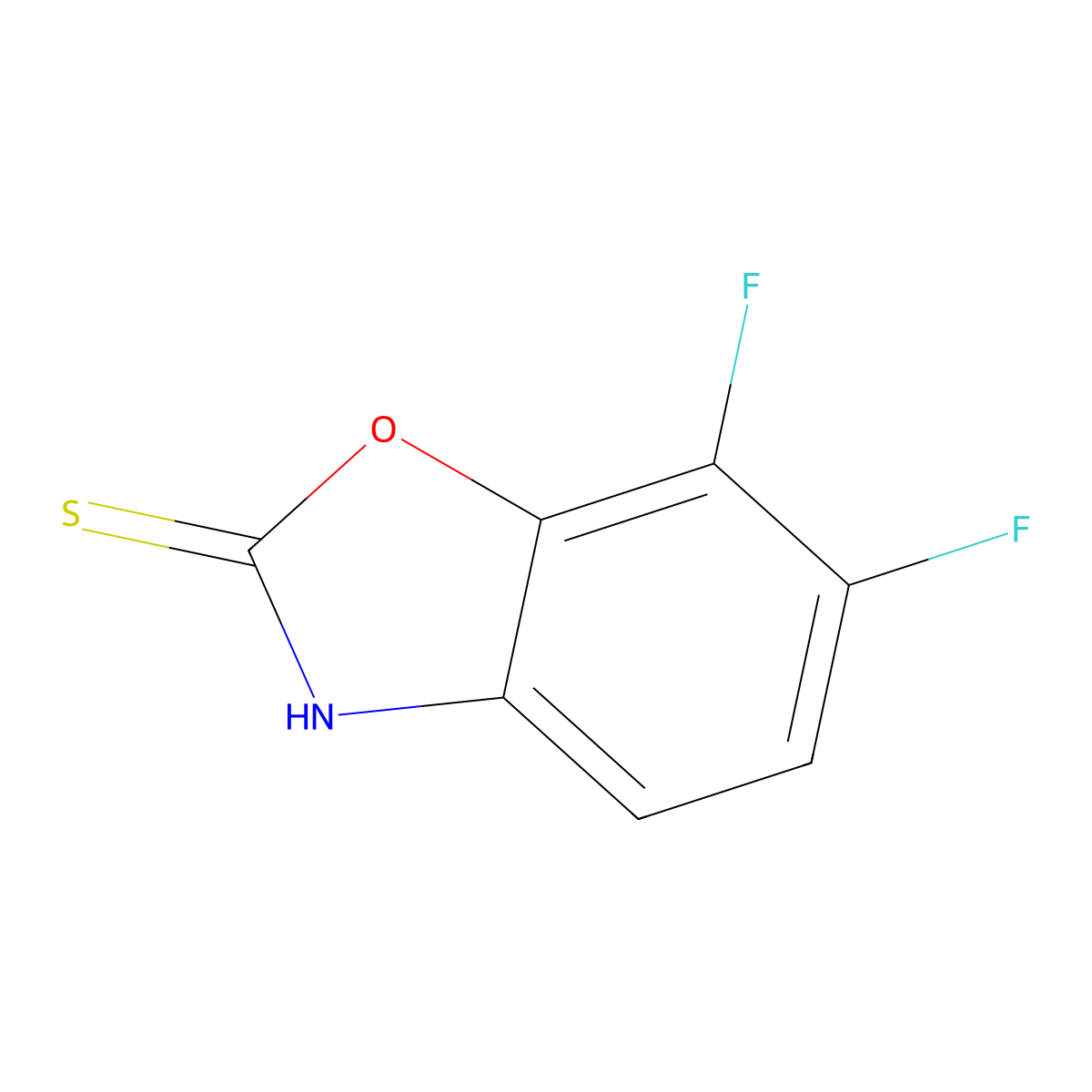 6,7-Difluorobenzoxazole-2(3H)-thione molecular structure, CAS 195737-21-4