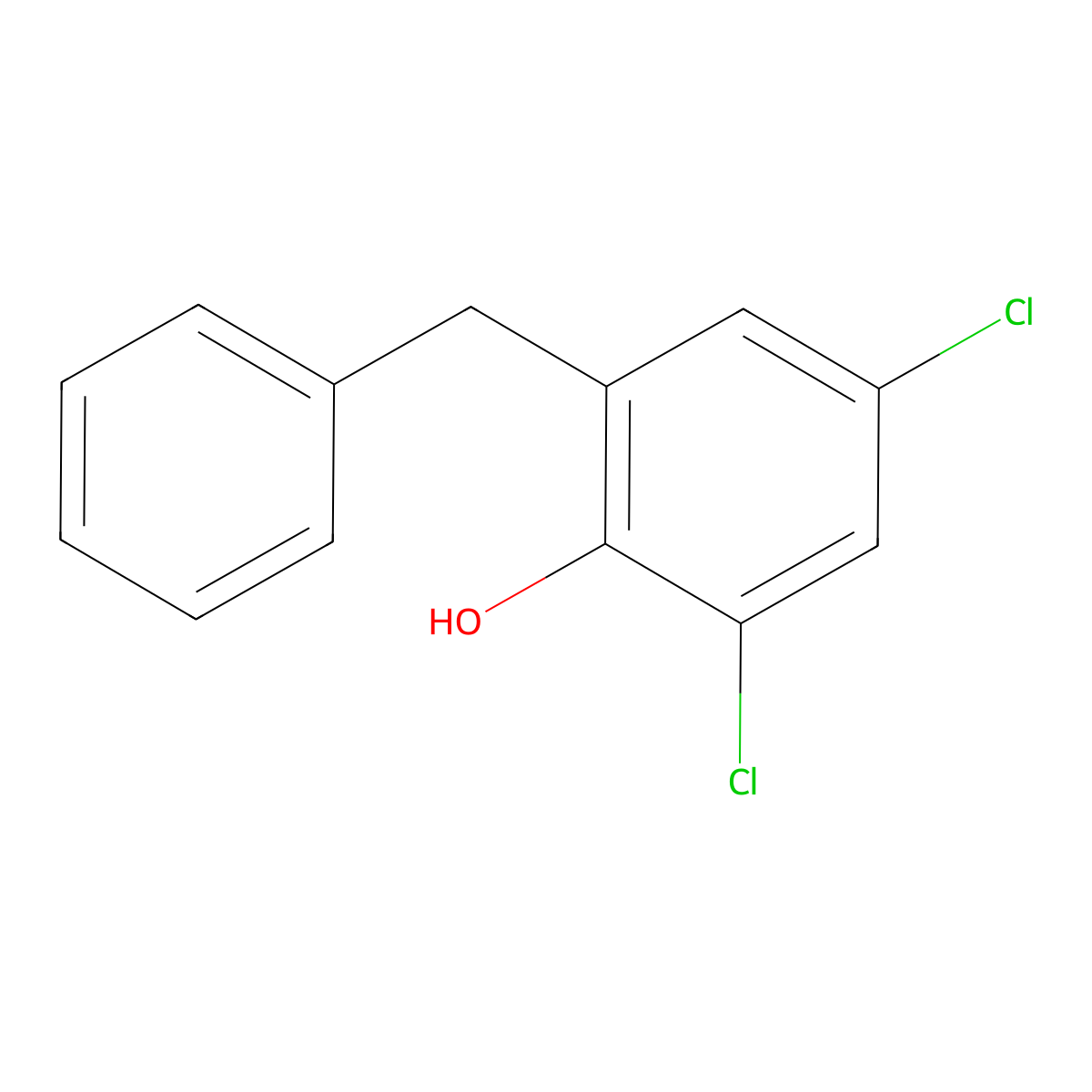 2-Benzyl-4,6-dichlorophenol molecular structure, CAS 19578-81-5