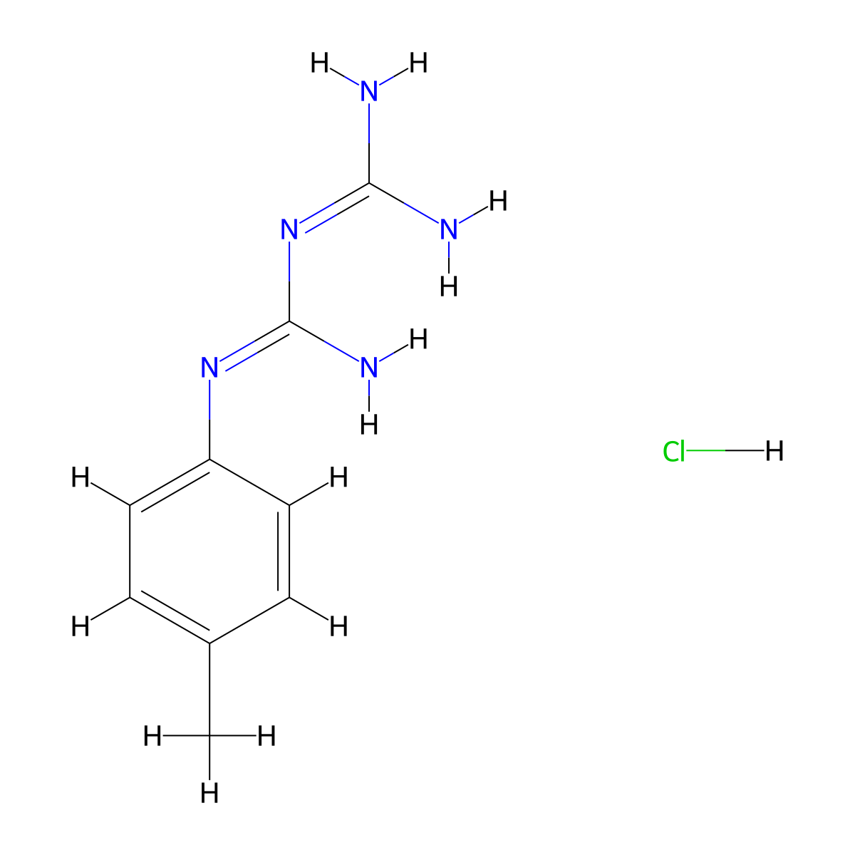 N-(diaminomethylene)-N'-(4-methylphenyl)guanidine hydrochloride molecular structure, CAS 19579-43-2