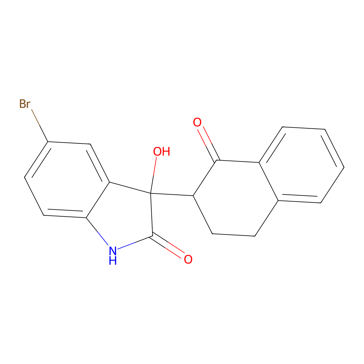5-bromo-3-hydroxy-3-(1-oxo-3,4-dihydro-2H-naphthalen-2-yl)-1H-indol-2-one molecular structure, CAS 19579-65-8