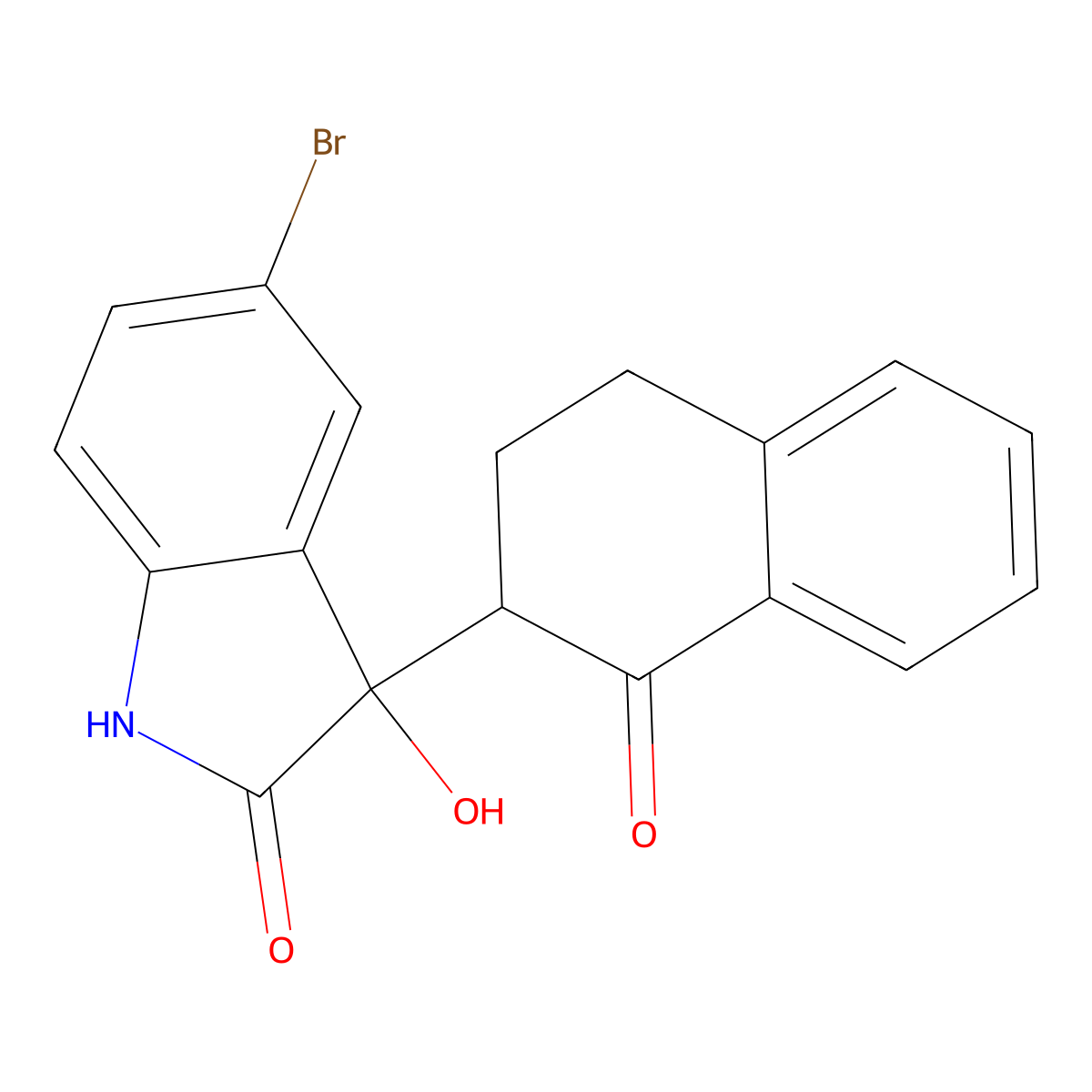 5-bromo-3-hydroxy-3-(1-oxo-3,4-dihydro-2H-naphthalen-2-yl)-1H-indol-2-one molecular structure, CAS 19579-65-8