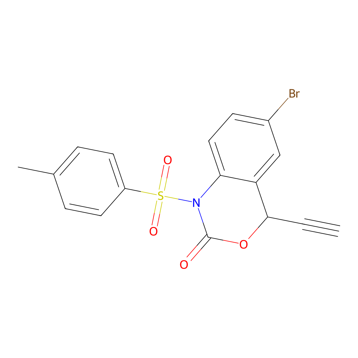 6-Bromo-4-ethynyl-1-tosyl-1,4-dihydro-2H-benzo[d][1,3]oxazin-2-one molecular structure, CAS 1958012-11-7