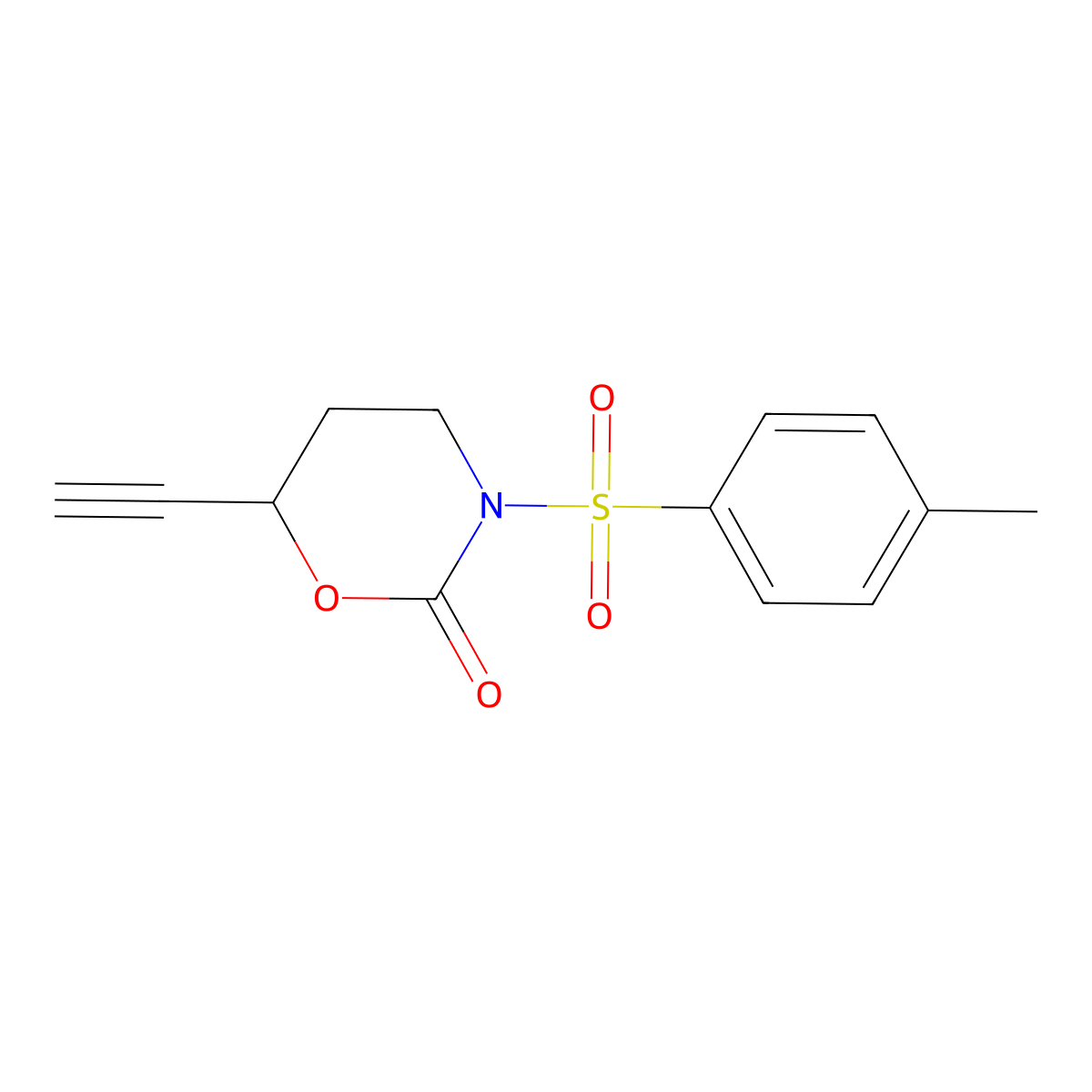 6-Ethynyltetrahydro-3-[(4-methylphenyl)sulfonyl]-2H-1,3-oxazin-2-one molecular structure, CAS 1958012-27-5