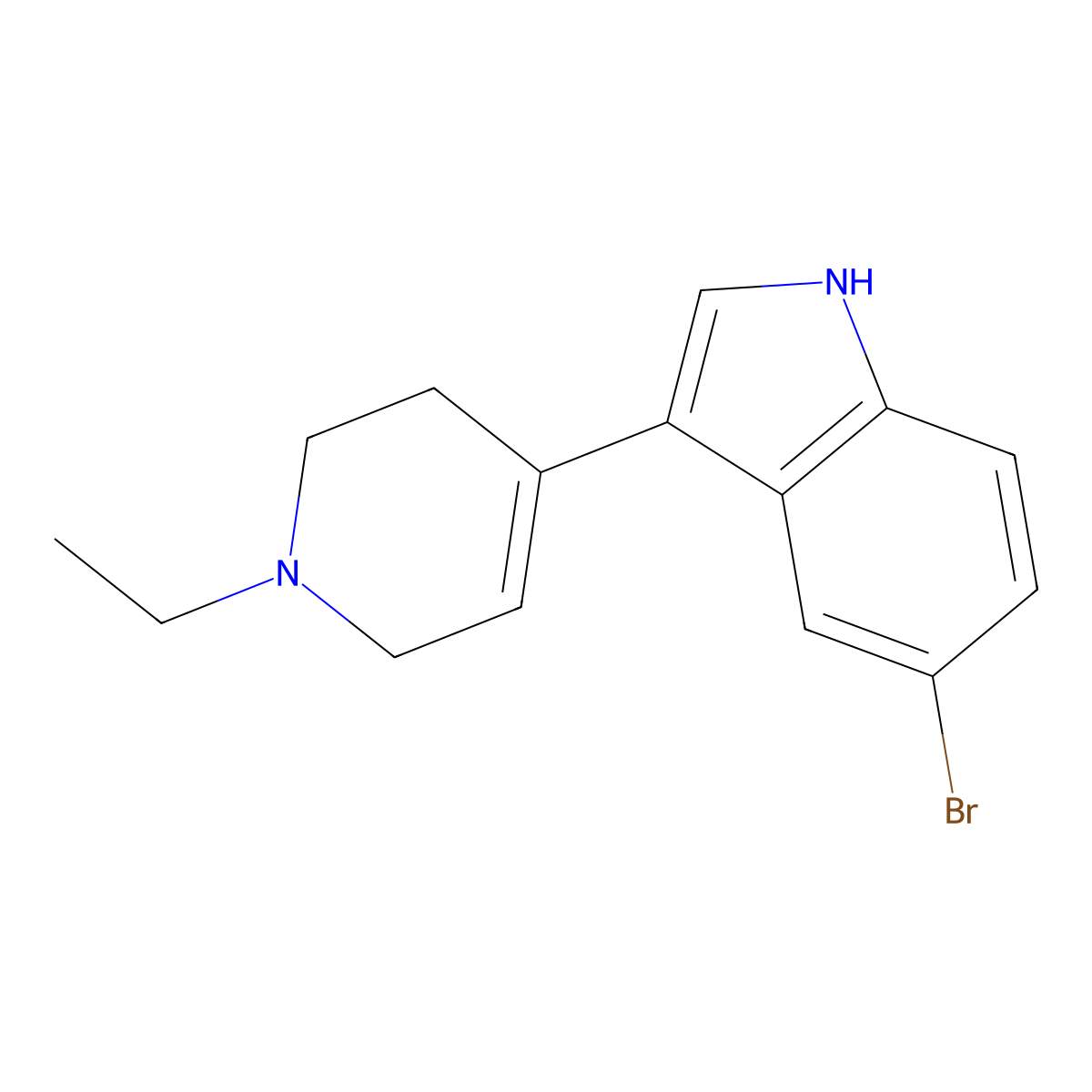 5-Bromo-3-(1-ethyl-1,2,3,6-tetrahydropyridin-4-yl)-1H-indole molecular structure, CAS 1958063-10-9