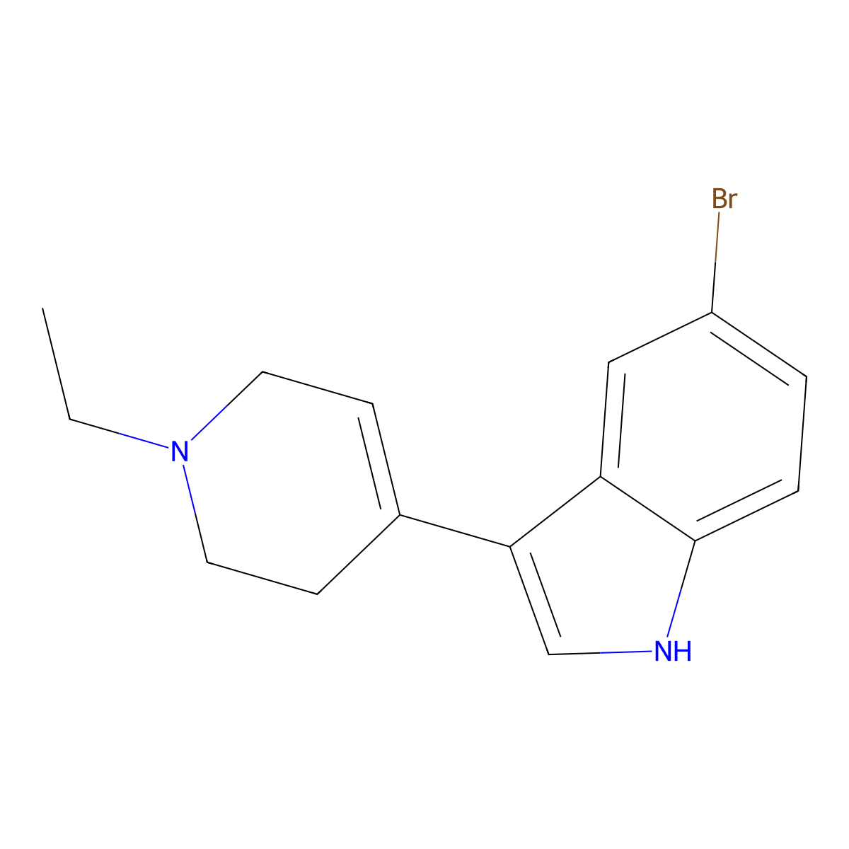 5-Bromo-3-(1-ethyl-1,2,3,6-tetrahydropyridin-4-yl)-1H-indole molecular structure, CAS 1958063-10-9
