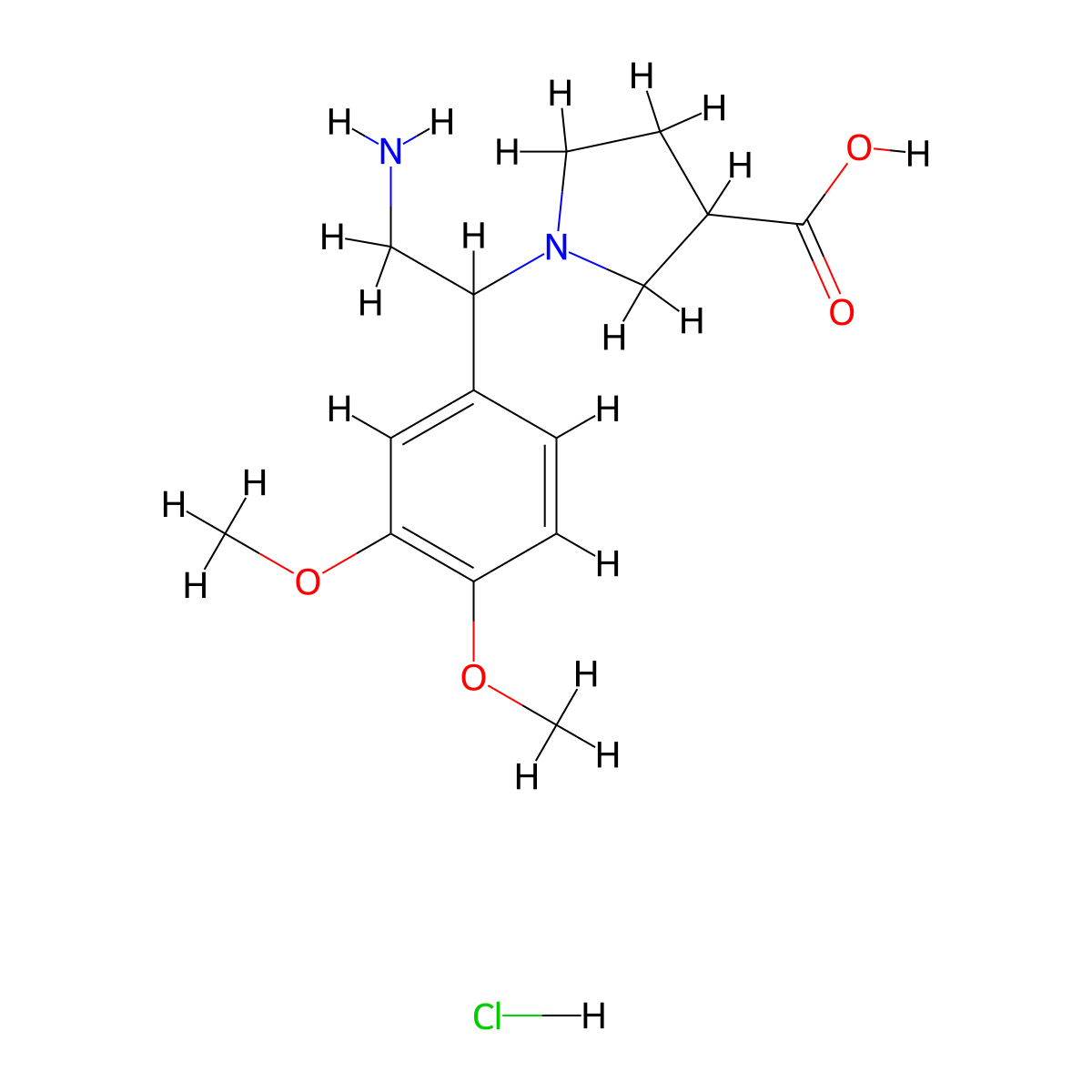 1-(2-Amino-1-(3,4-dimethoxyphenyl)ethyl)pyrrolidine-3-carboxylic acid hydrochloride molecular structure, CAS 1958063-13-2