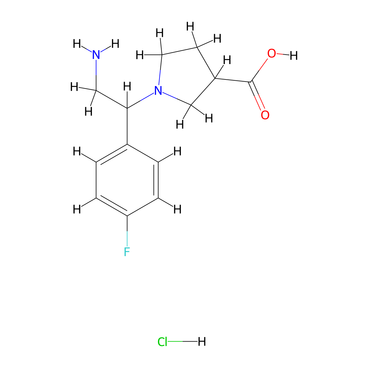 1-(2-Amino-1-(4-fluorophenyl)ethyl)pyrrolidine-3-carboxylic acid hydrochloride molecular structure, CAS 1958063-16-5